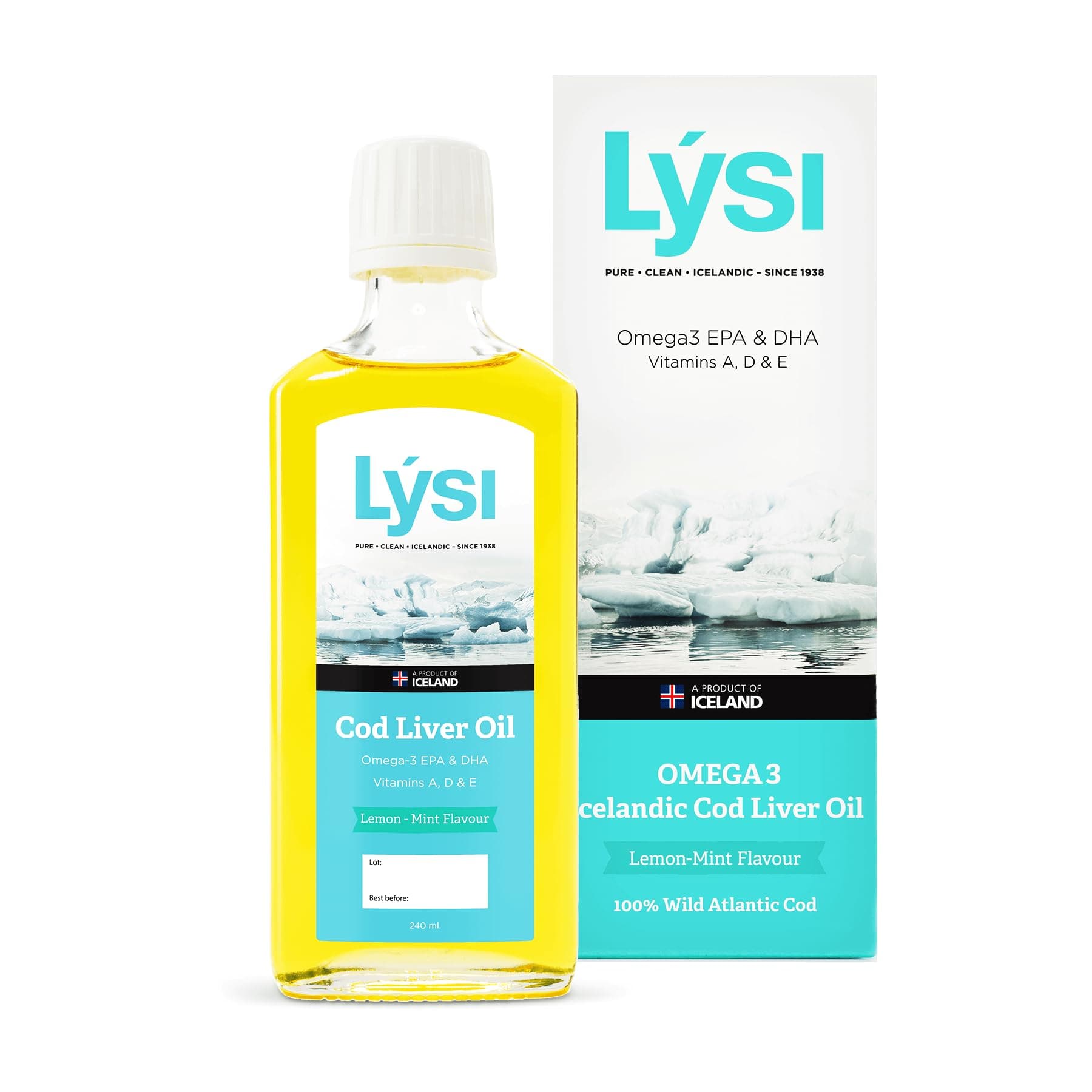 LYSI Omega 3 en Aceite de Hígado de Bacalao EPA DHA 240 ml, Sabor Limón