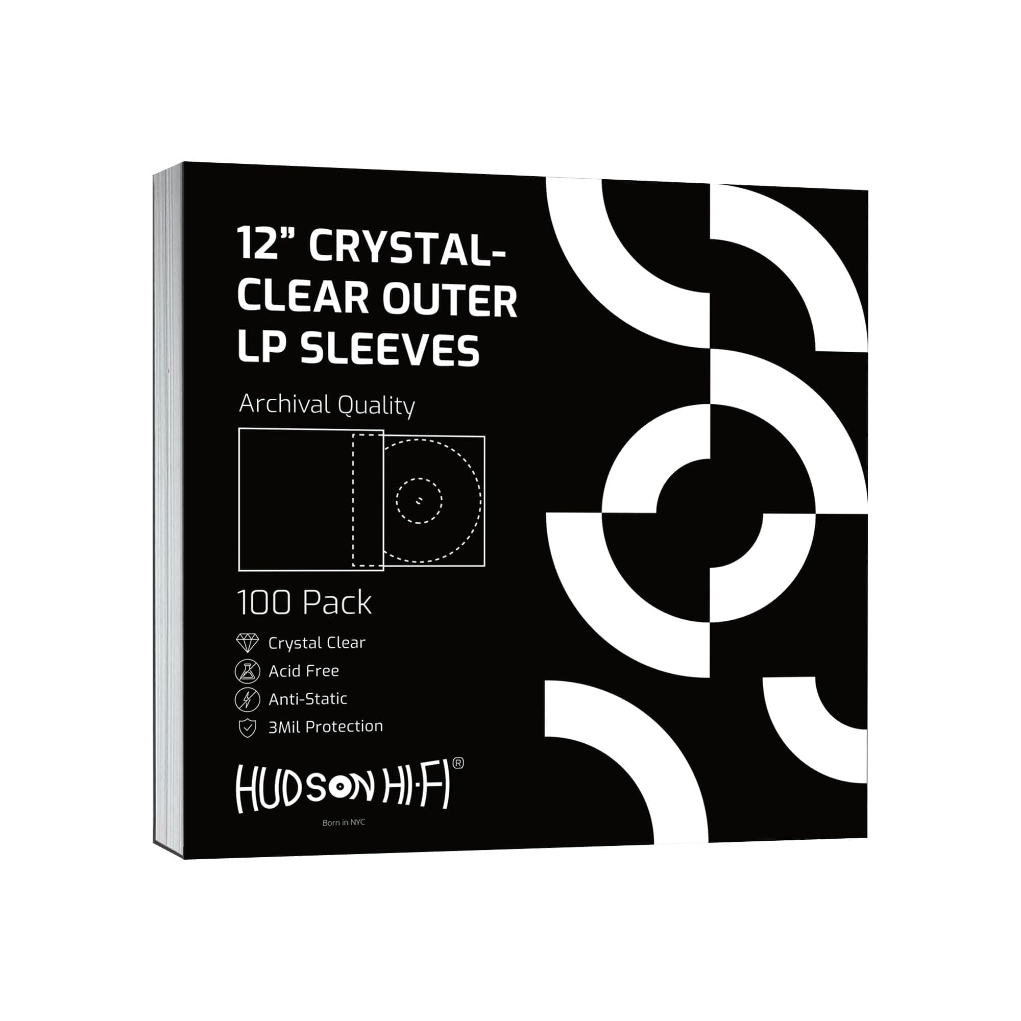 Hudson Hi-Fi Fundas Exteriores Transparentes de Polipropileno para Discos de Vinilo LP (100 Piezas)