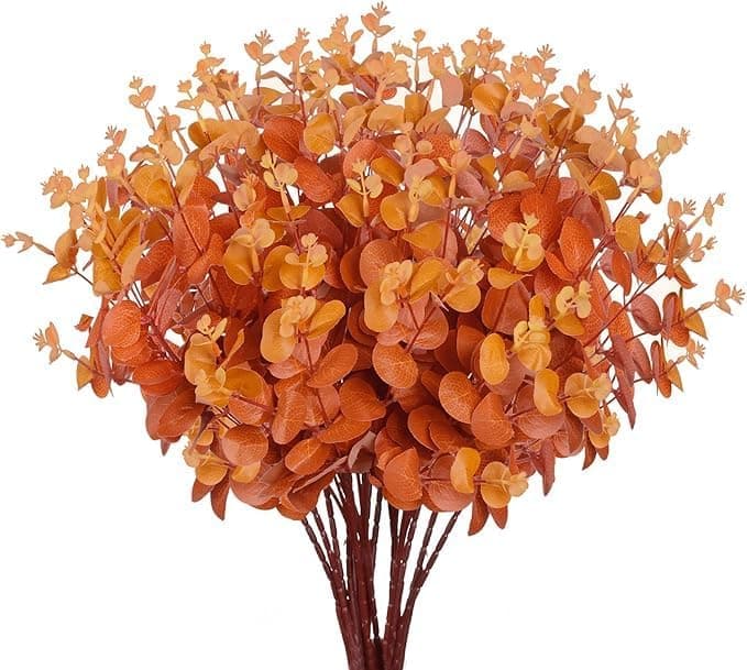 NEWKIBOU 3 Piezas de Hojas de eucalipto Artificial para otoño