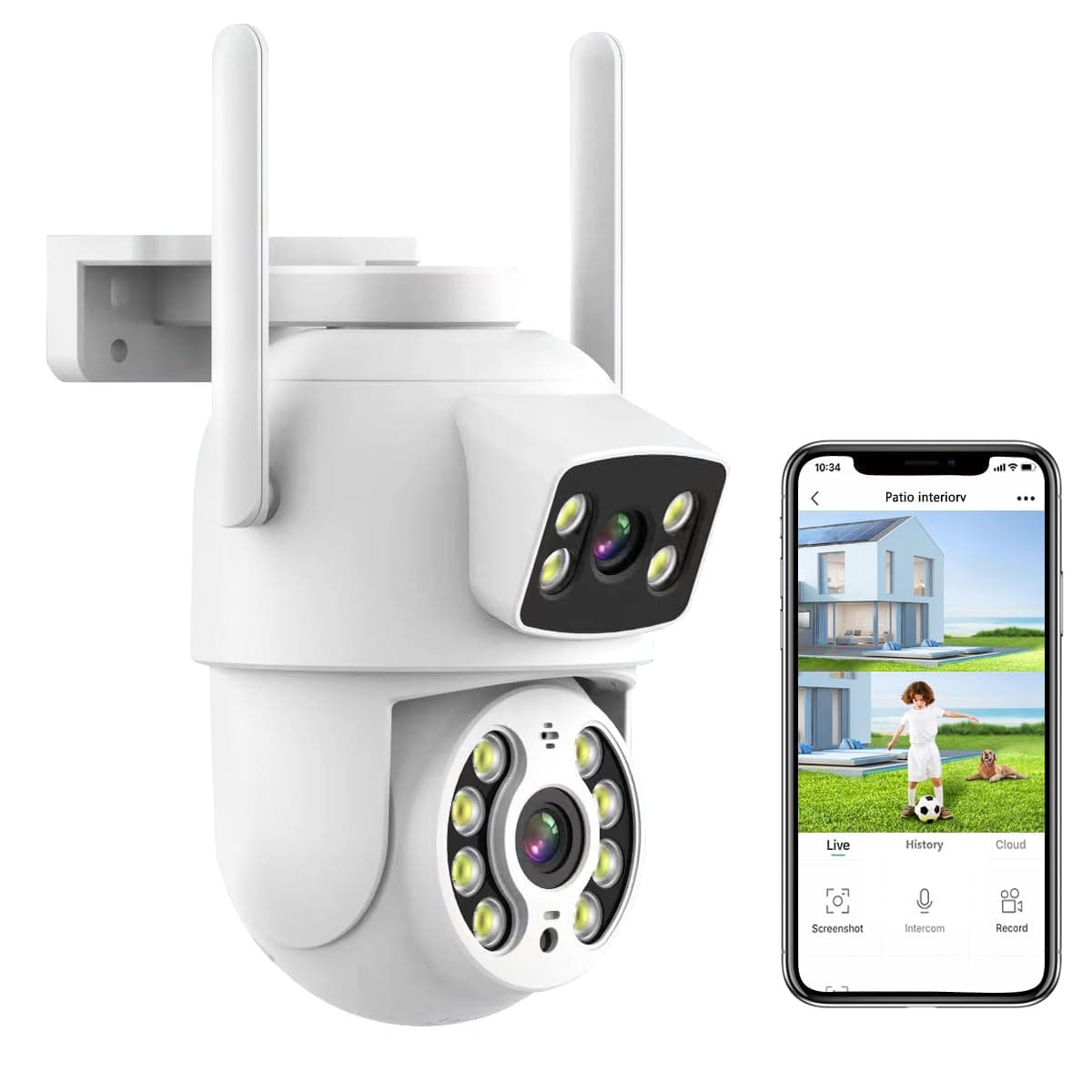 E T EASYTAO Q29 Cámara de Seguridad Exterior WiFi Doble Lente 3MP+3MP