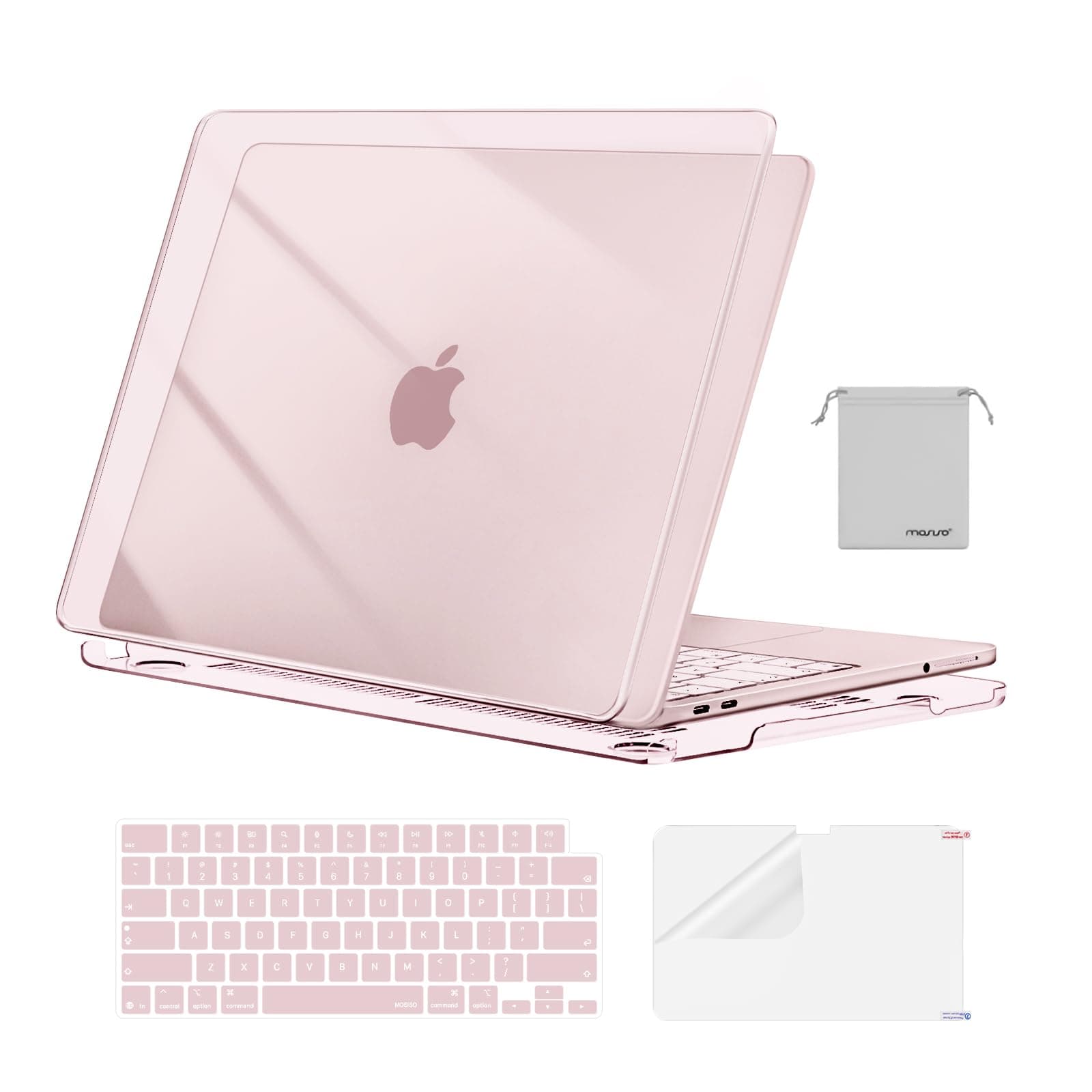 MOSISO Funda Compatible con MacBook Neo 13 Pulgadas Case,Cristal Rosa Nube