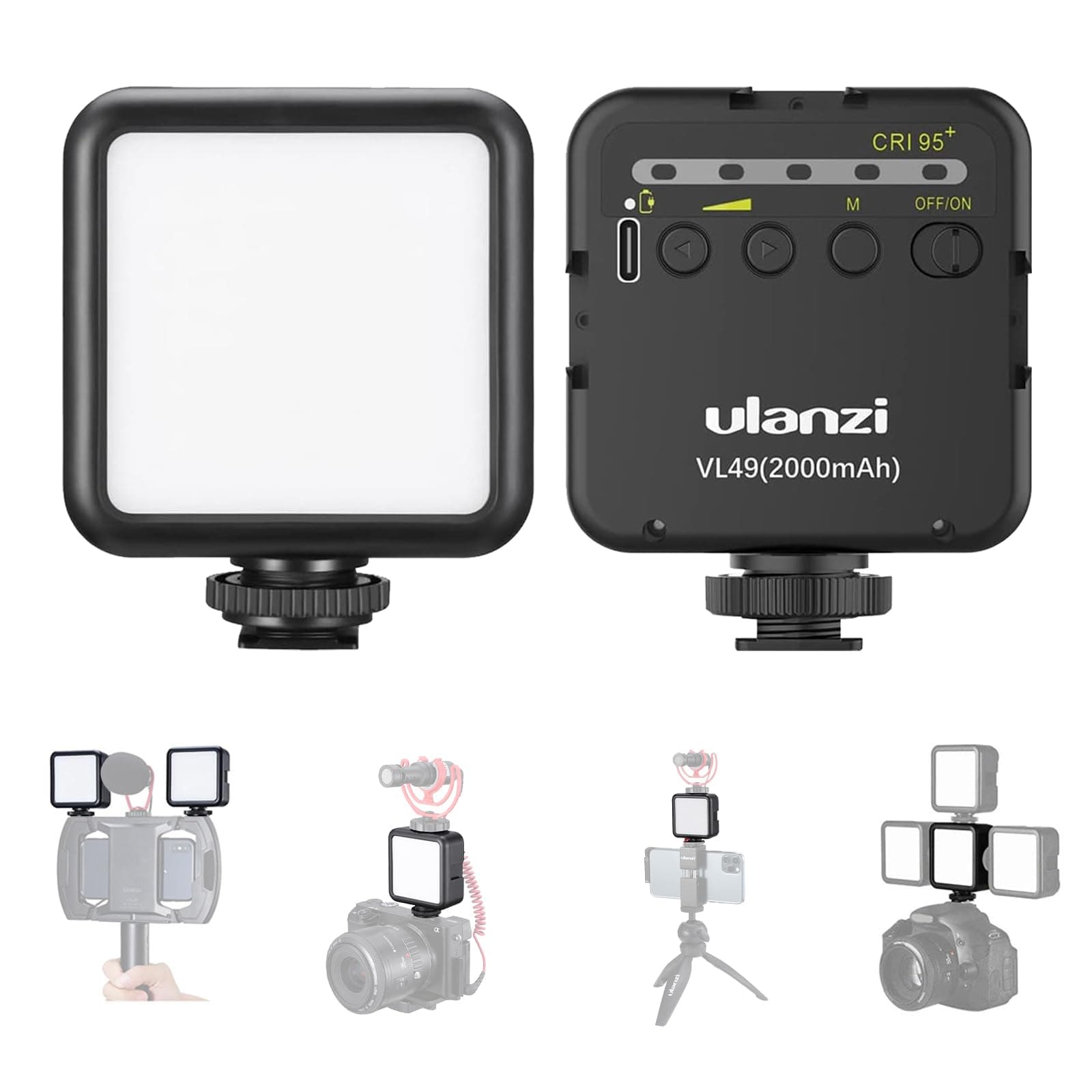 ULANZI VL49 Luz de Vídeo LED 5500K,Brillante y Recargable para Video