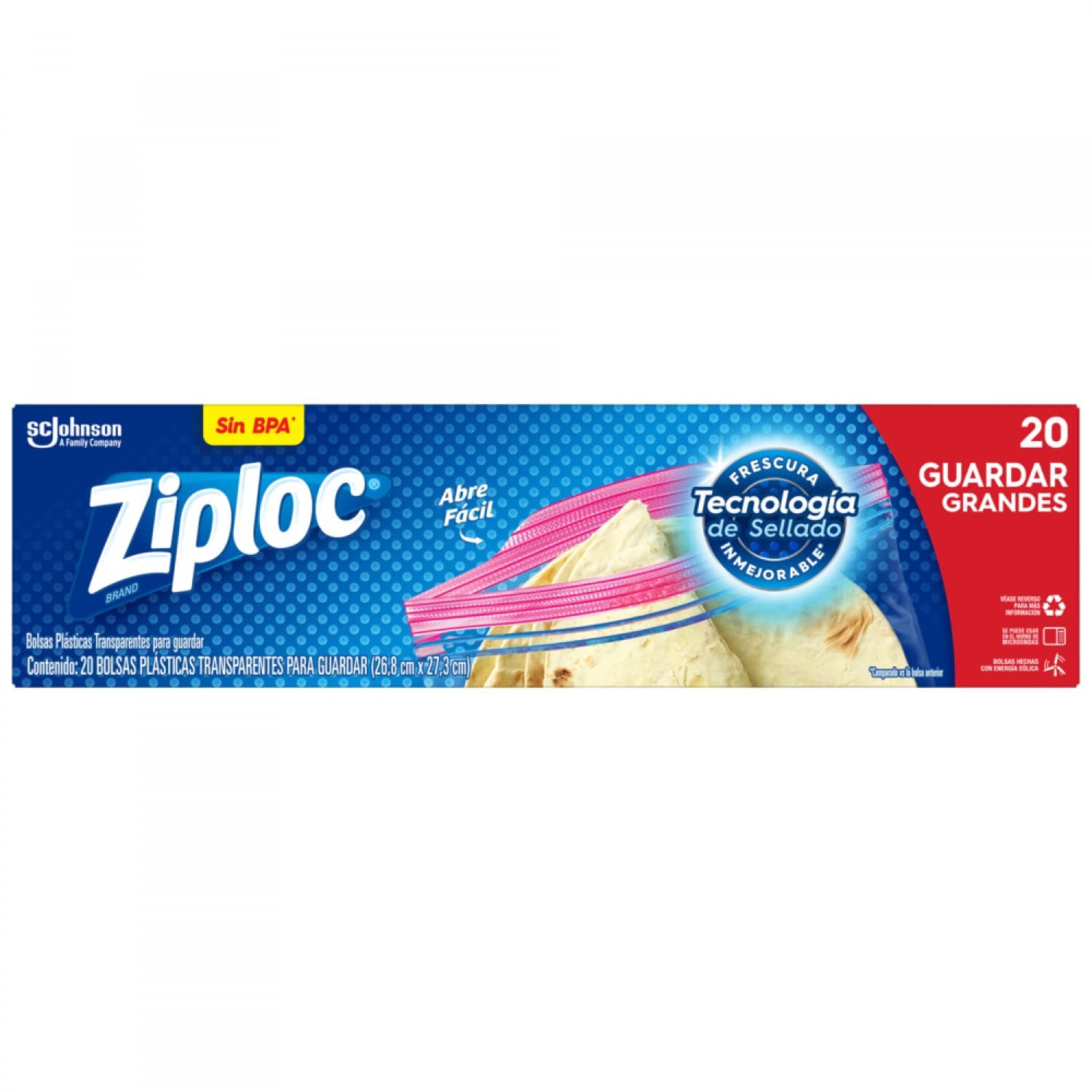 Ziploc Bolsas Herméticas para Guardar, 20 Bolsas