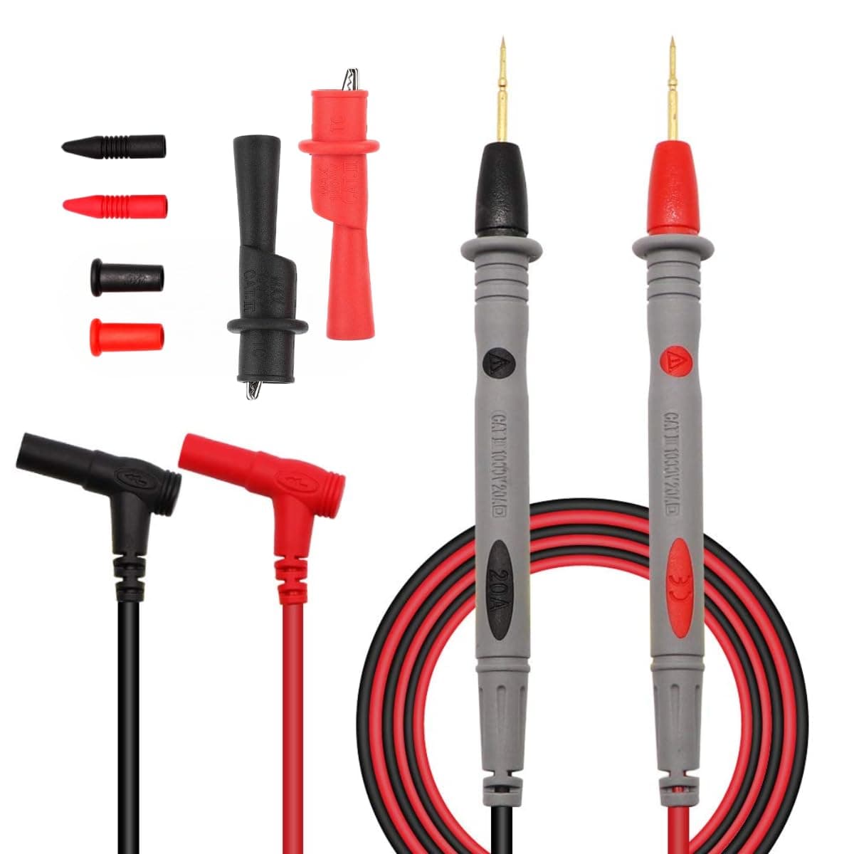 Vmingo - Punta Prueba Multimetro Kit Fina Electronica Cable Caiman Universal 20amp