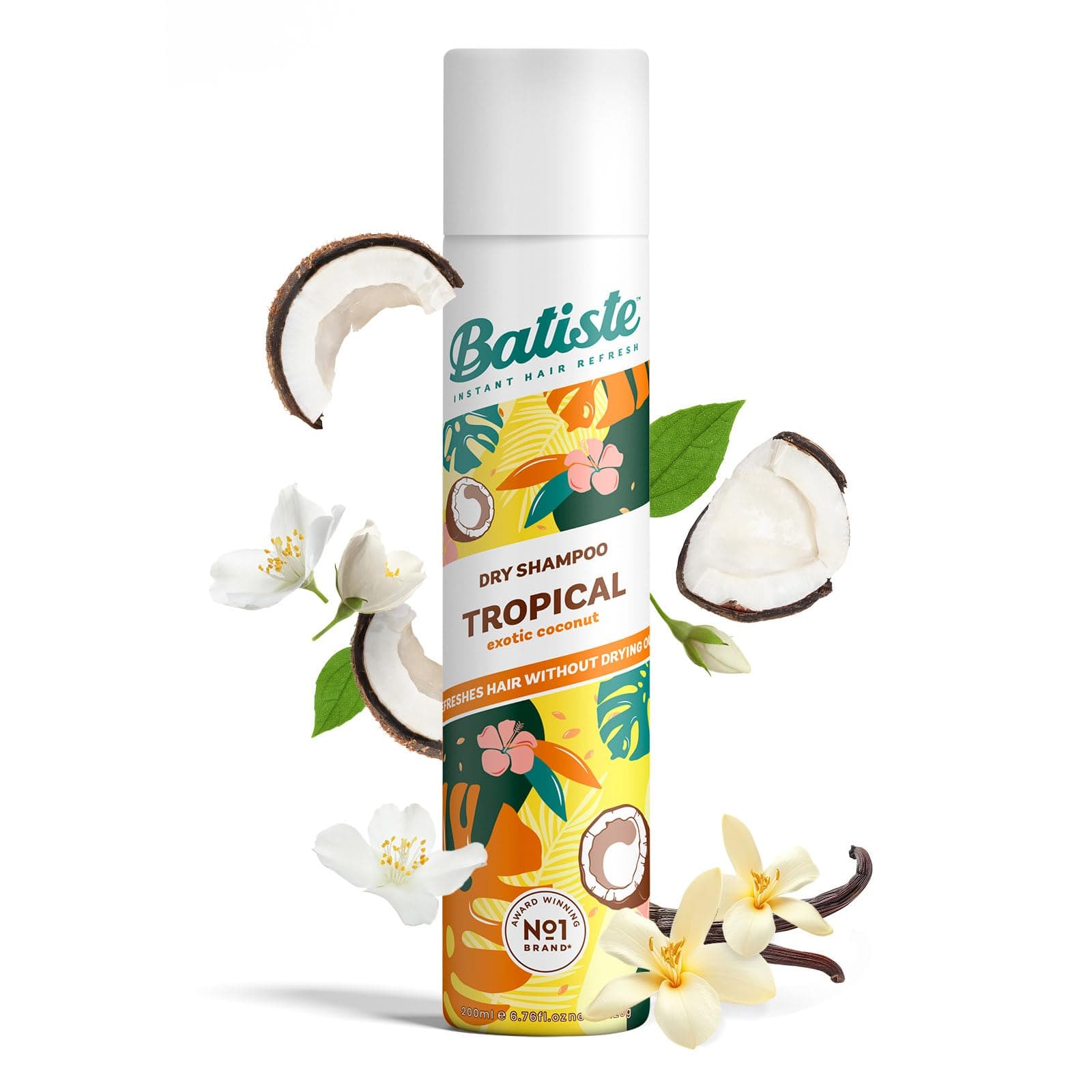 Batiste Tropical, Shampoo En Seco, Fragancia Cítrica, Limpia Y Refresca el Cabello, Sin Sulfato Ni