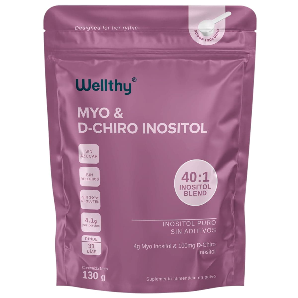 Wellthy Myo & D-Chiro Inositol en Polvo 130g