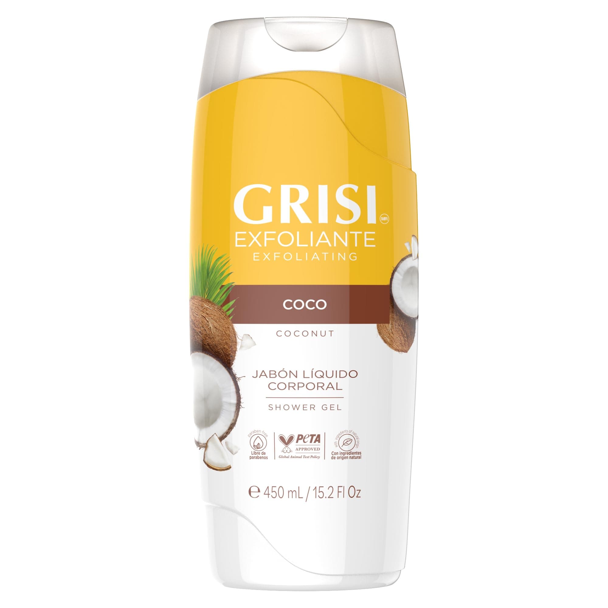 GRISI |Shower Gel, Jabón Líquido Corporal Coco, 450 ml