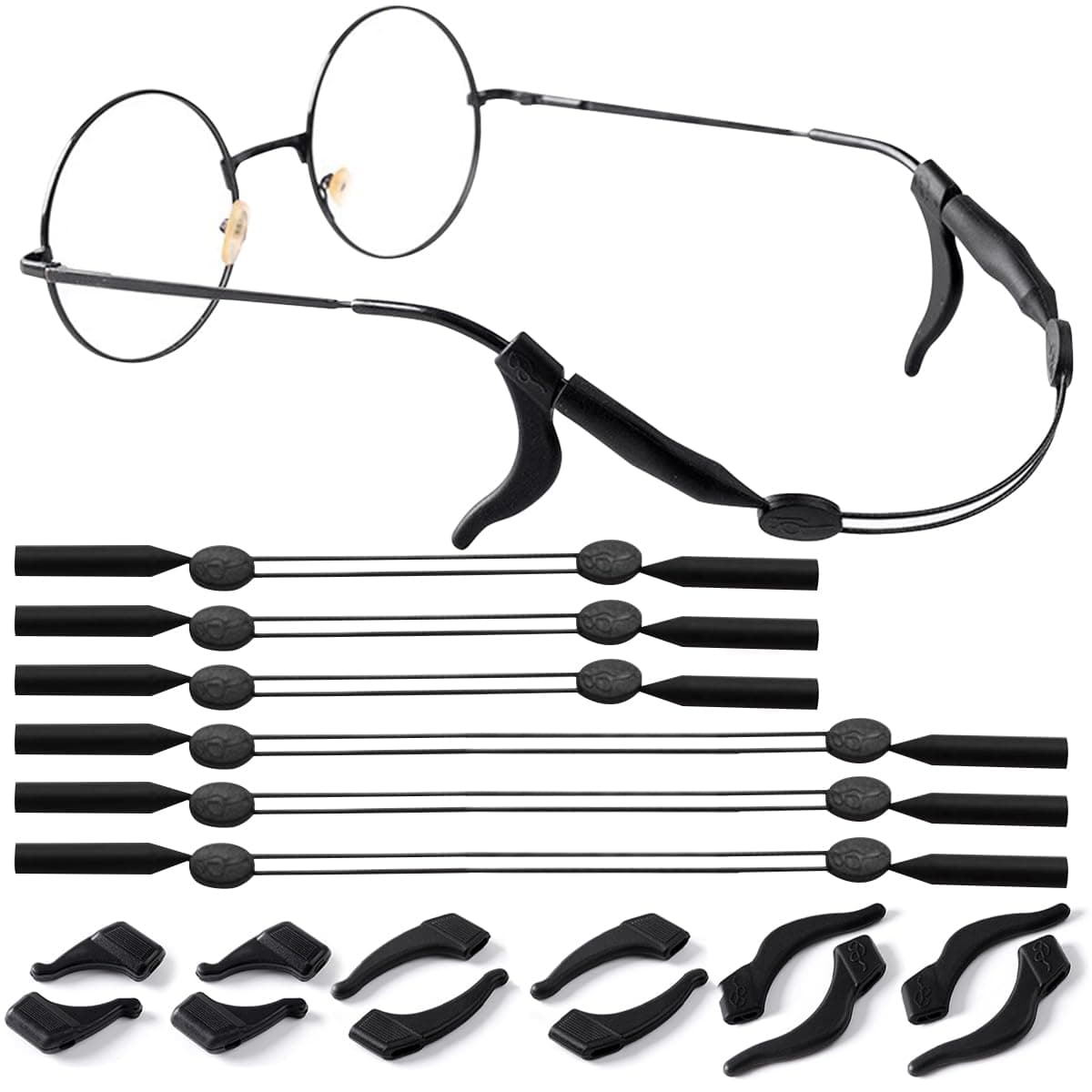 NIAWEA Cordón para gafas, Incluir 6 Correa para Gafas y 6 Pares Sujetador de Lentes, Retenedores de