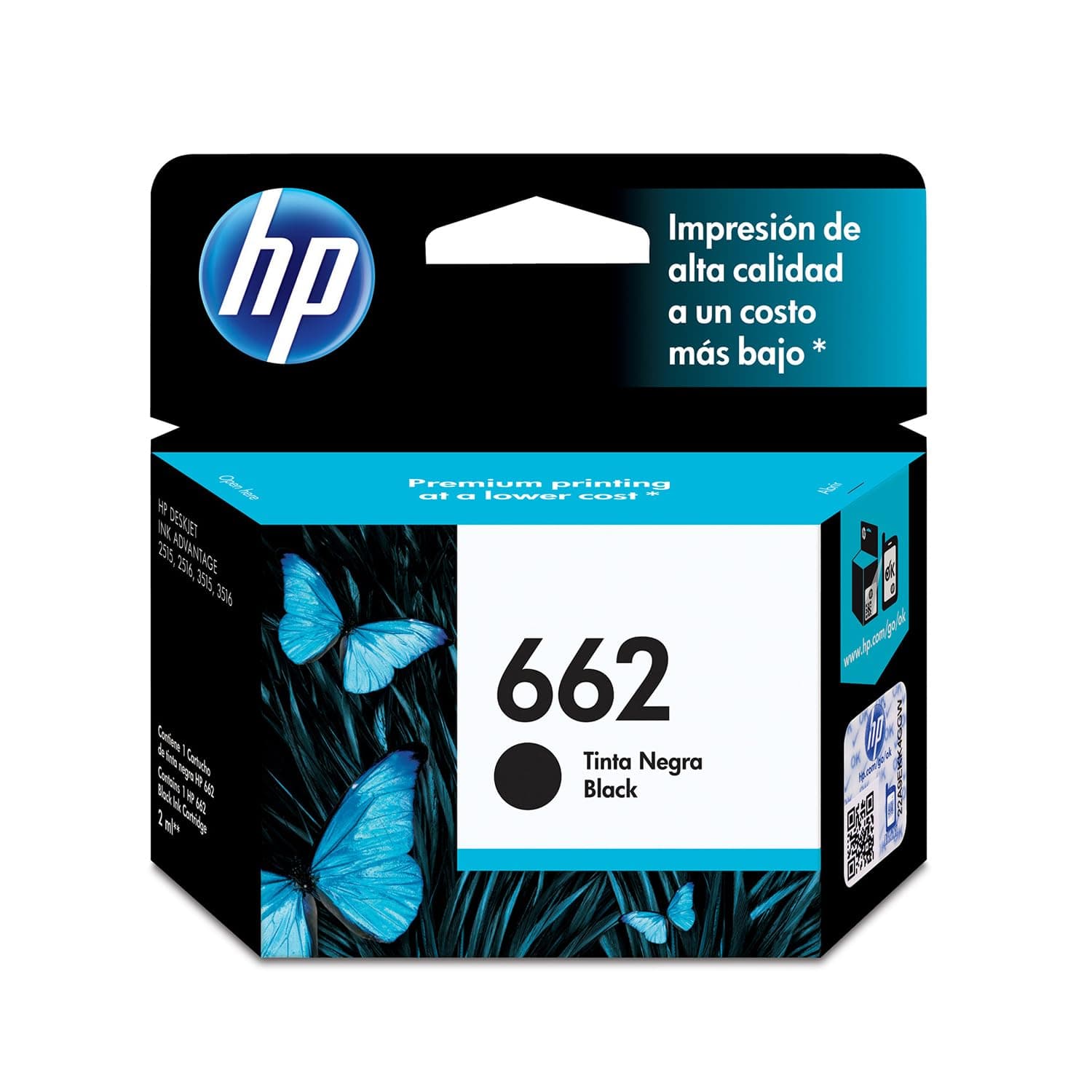 HP Cartucho de Tinta 662 Negro Original