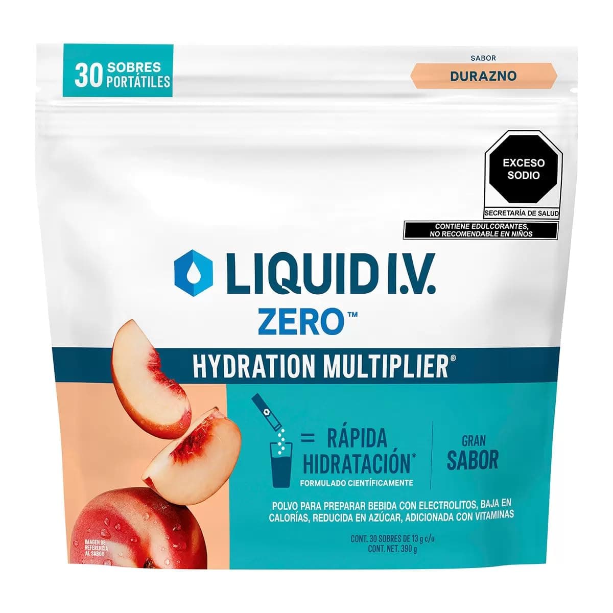 Liquid I.V. ZERO Hydration Multiplier (30 Sobres) Electrolitos en Polvo Bajo en Azucar y Calorias