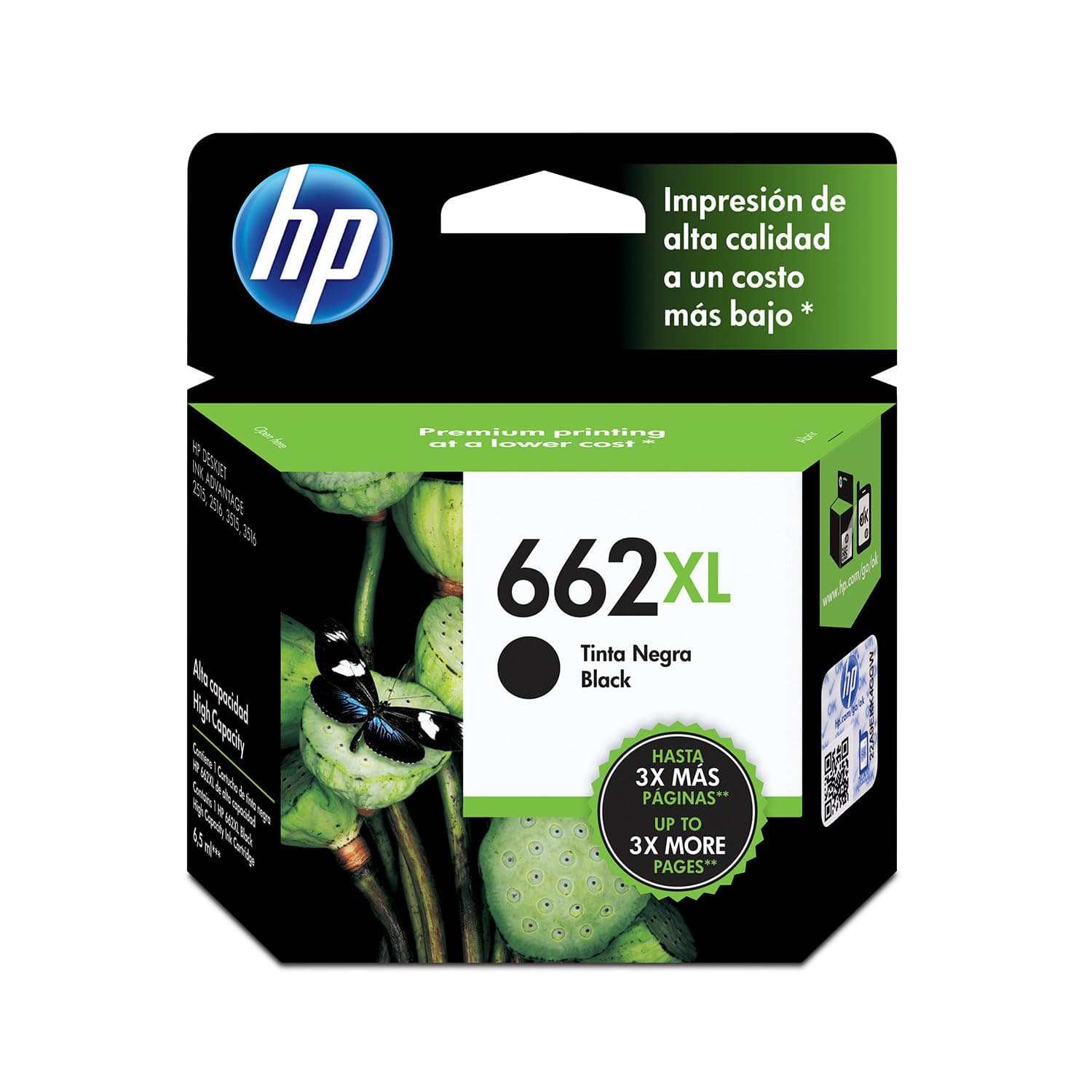 HP Cartucho de Tinta 662XL Negra Original