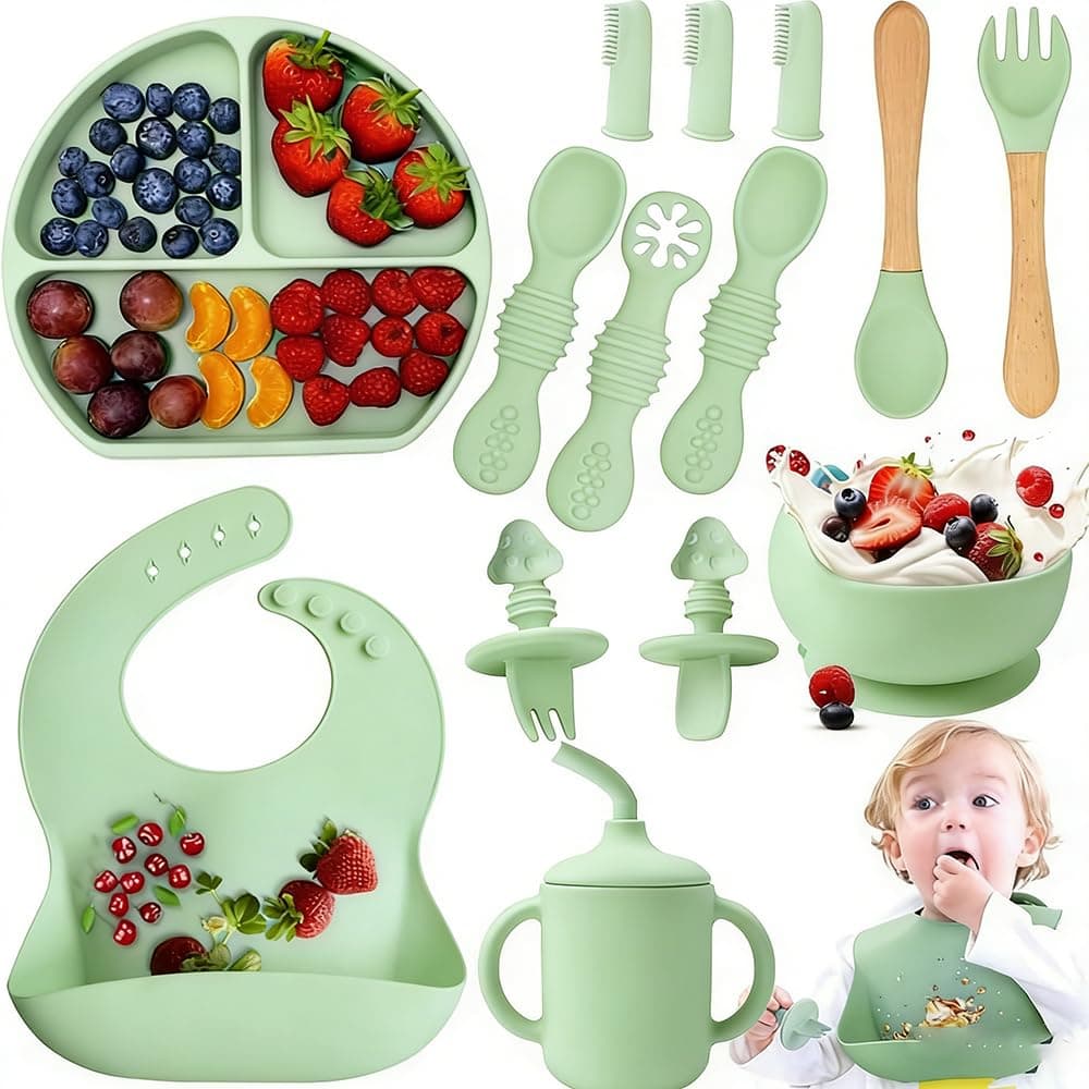 14pzs Vajillas Platos para Bebe Silicona