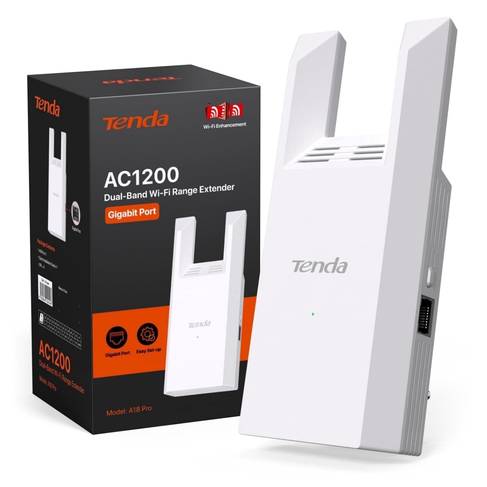 Tenda Repetidor A18Pro WiFi 5 AC1200 Amplificador de Señal WiFi de Doble Banda 5GHz/2.4GHz