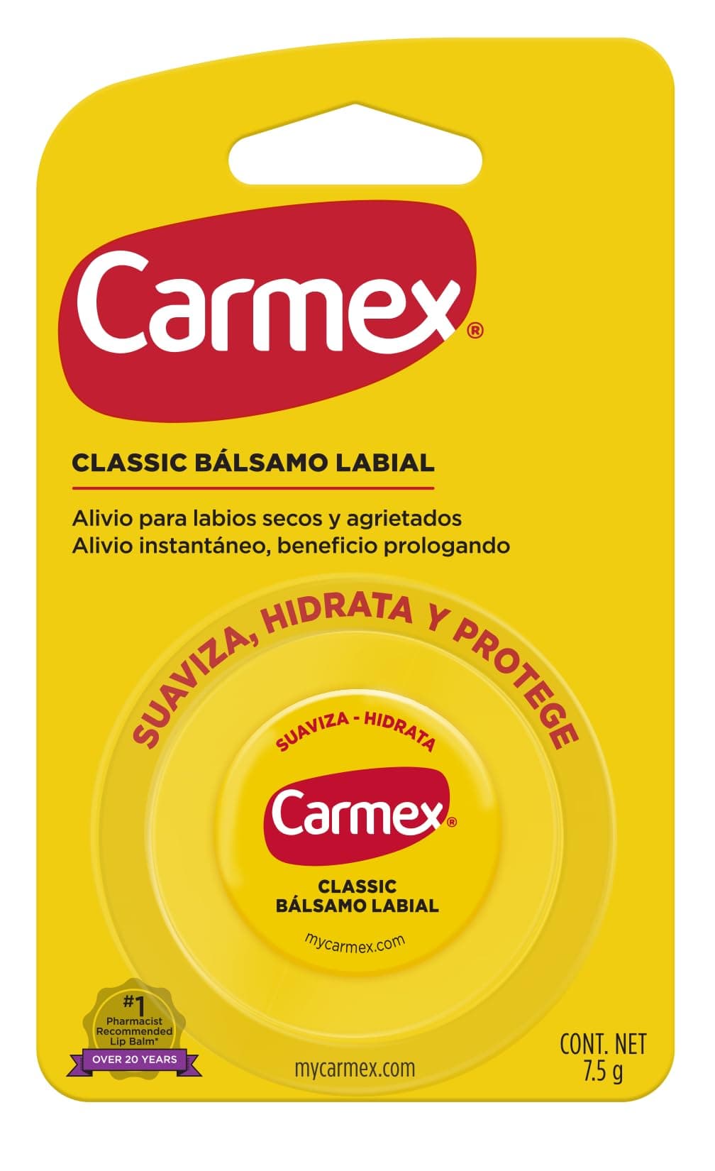 Carmex, Bálsamo Labial Hidratante Classic en Tarro, para Labios secos y Agrietados, Protege y