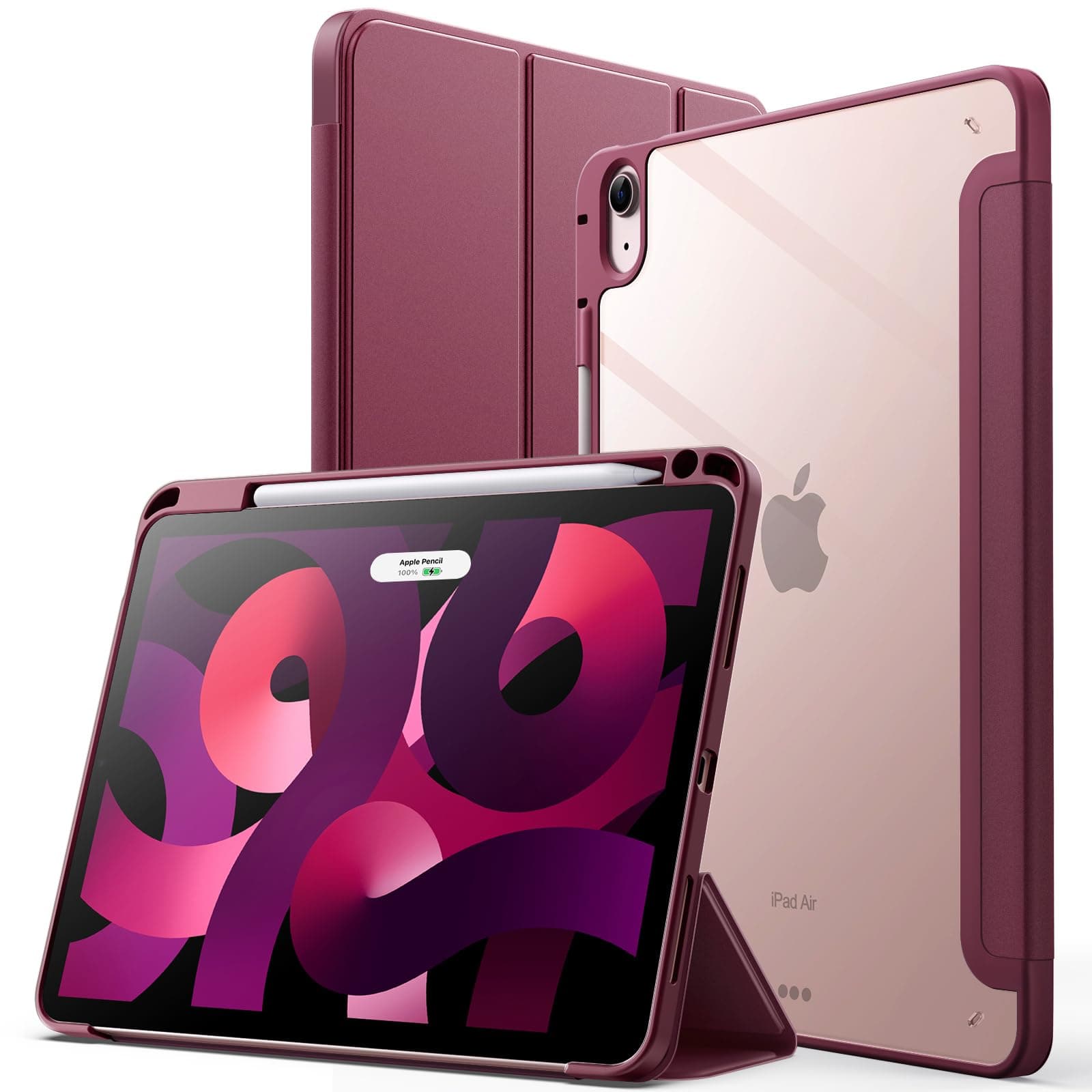 JETech Funda para iPad Air 11" M4/M3/M2 & Air 10.9" 5/4, Vino Tinto