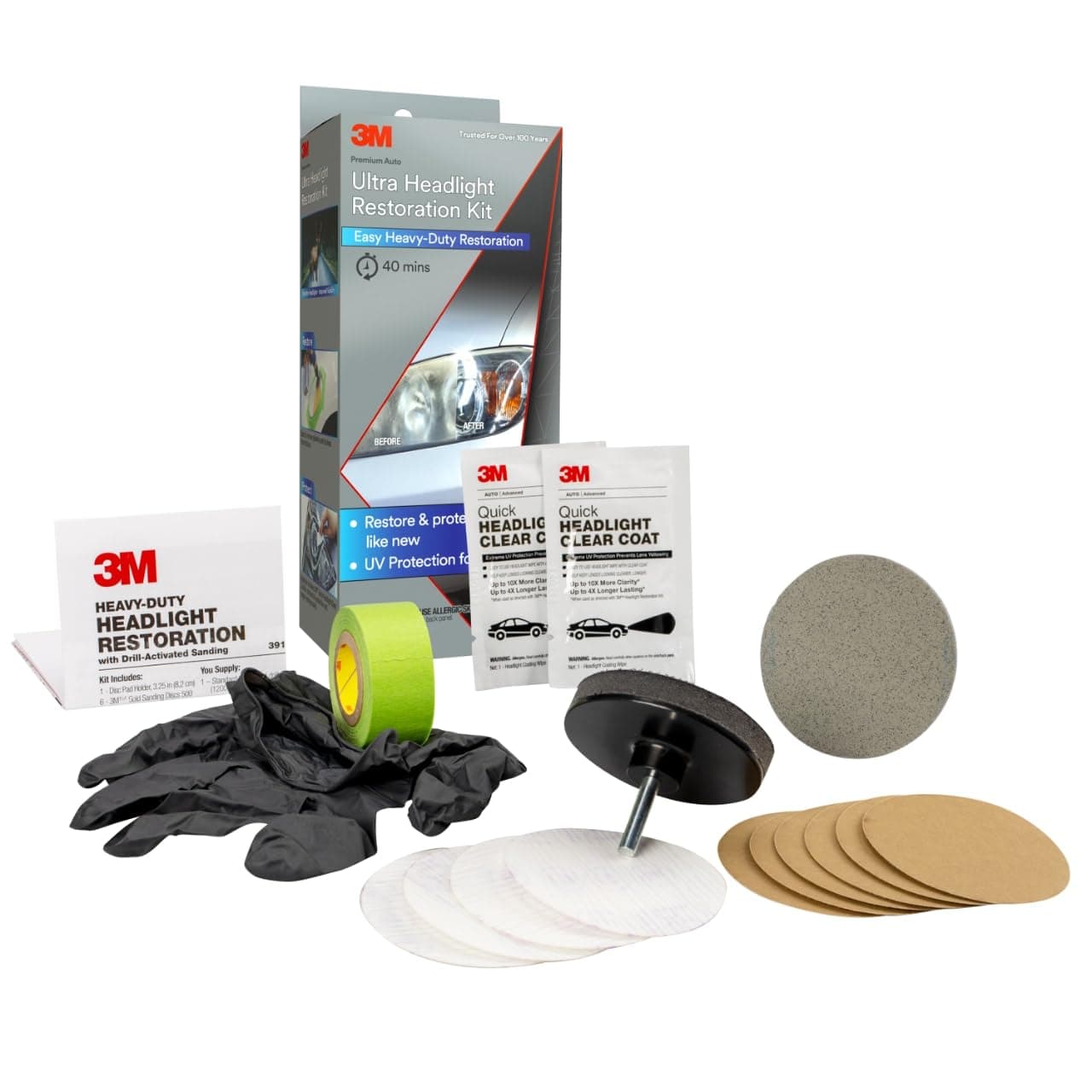 3M 39195 Ultra Kit de restauración de Faros Delanteros, fácil restauración de Alta Resistencia