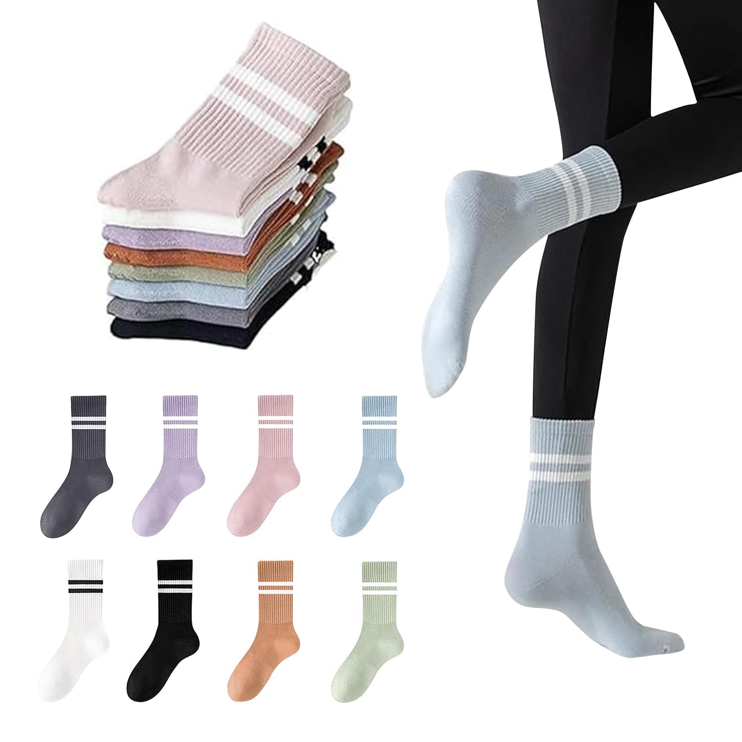 8 Pares Calcetines de Algodón para Mujer