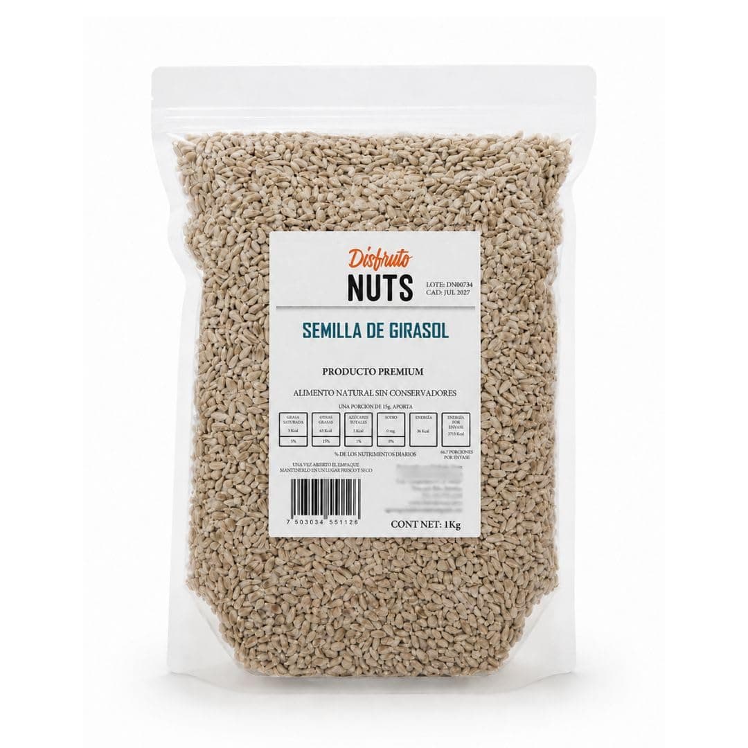 Disfruto Nuts Semilla De Girasol Pelada Cruda Natural 1Kg Snacks