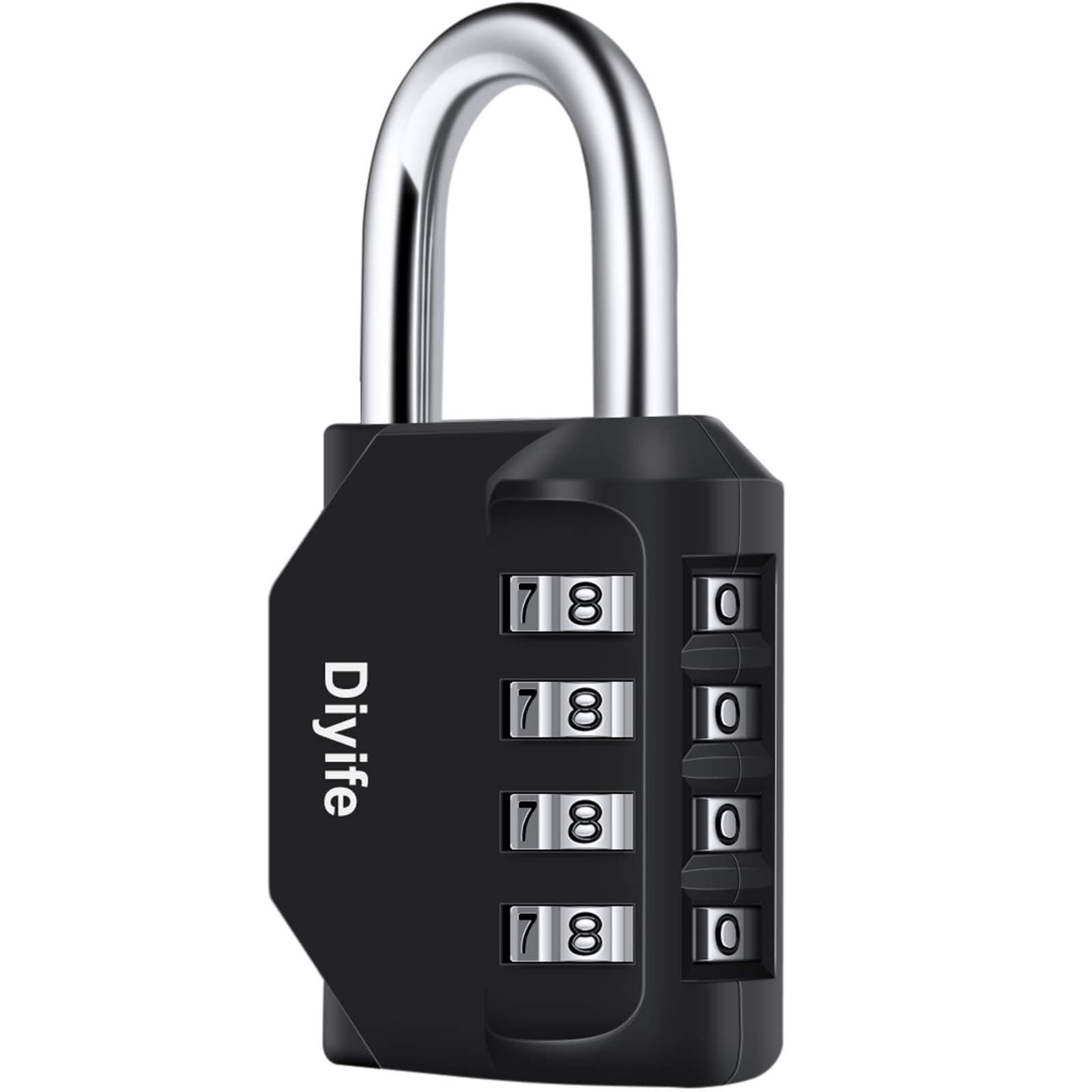 Diyife Candado Locker, Candado Combinaci?n de 4 D?gitos, Negro,1 Pack