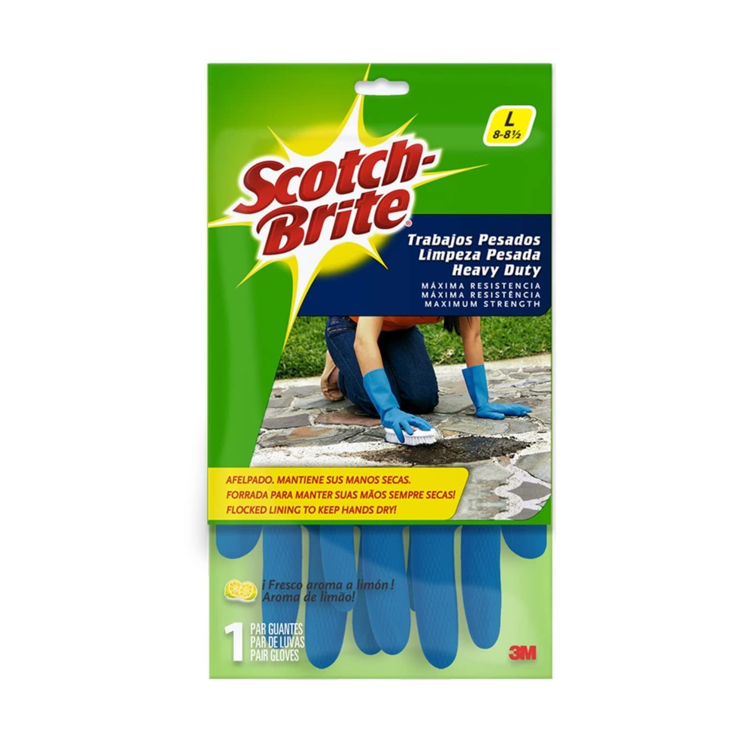 SCOTCH-BRITE 3M Guantes de Trabajo Pesado Grandes de Látex 1 par