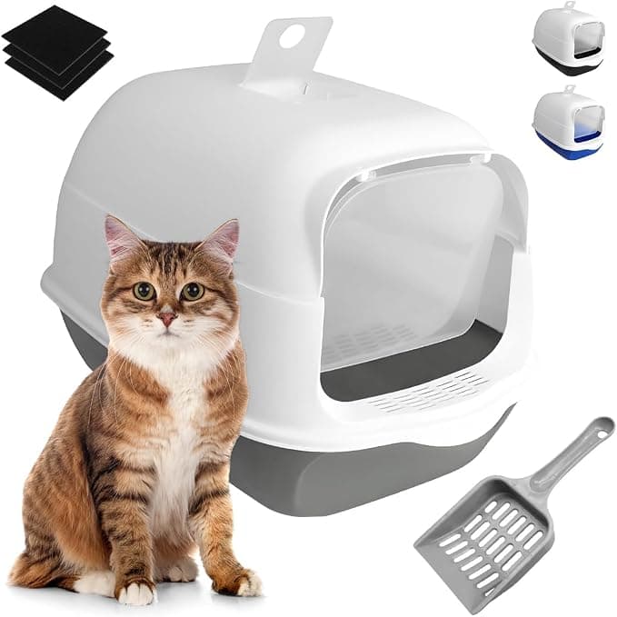 Raganet, Arenero/Inodoro para Gato Cerrado de 50cm X 35cm X 33cm, Caja de Arena para Gatos