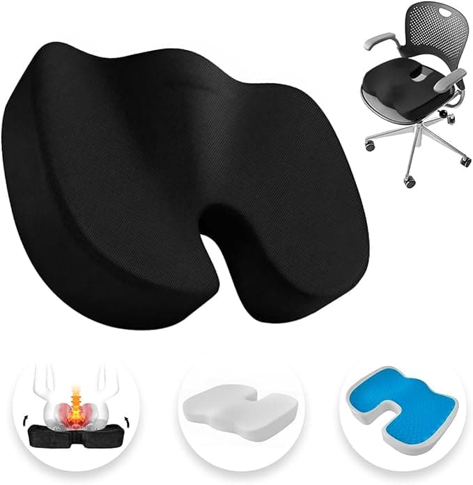 Raganet, Cojin Ortepedico de Memory Foam para Asientos, Alivio para Dolor de Ciatica, Espalda y