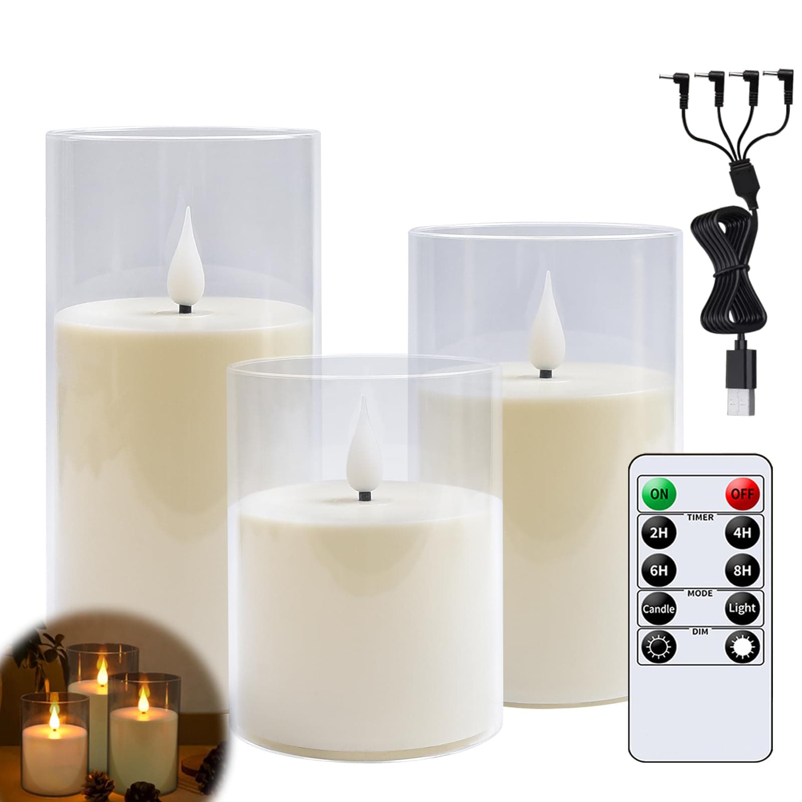 Velas Led Sin Llama, Plastico Realista Velas Electricas