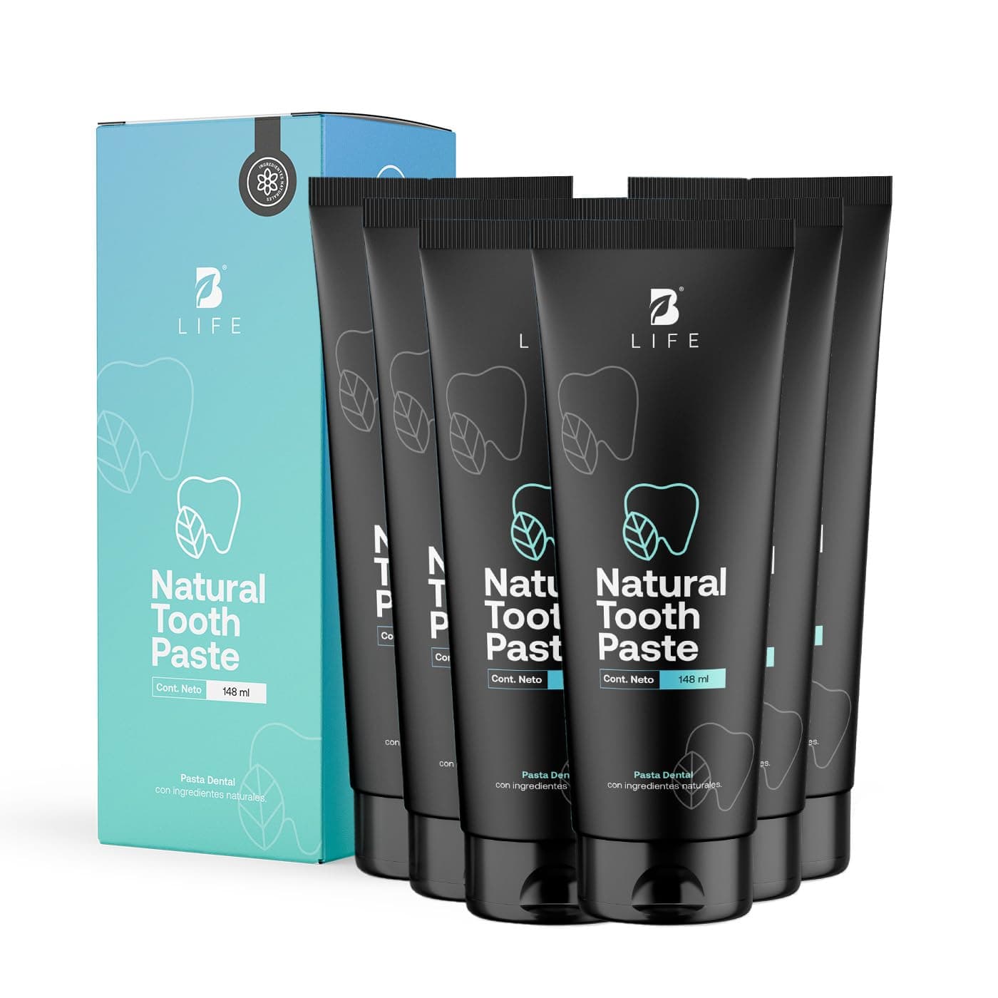B Life Kit de 6 Pastas Dentales Naturales Sin Flúor 148ml c/u