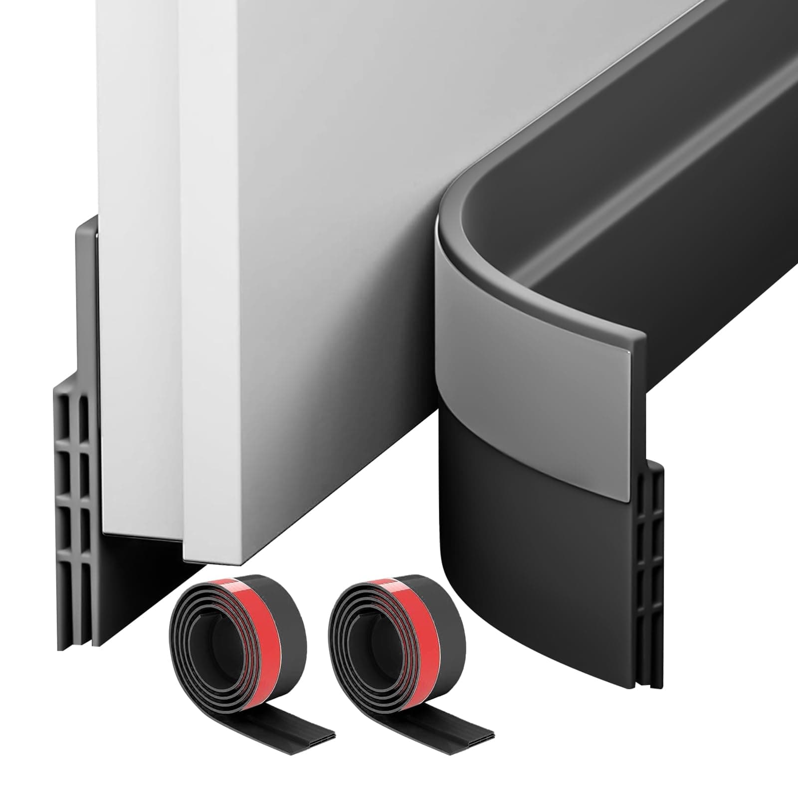 2 PCS Guardapolvo para Puerta Rápido Autoadhesivas, 5 x 100 cm(Negro)