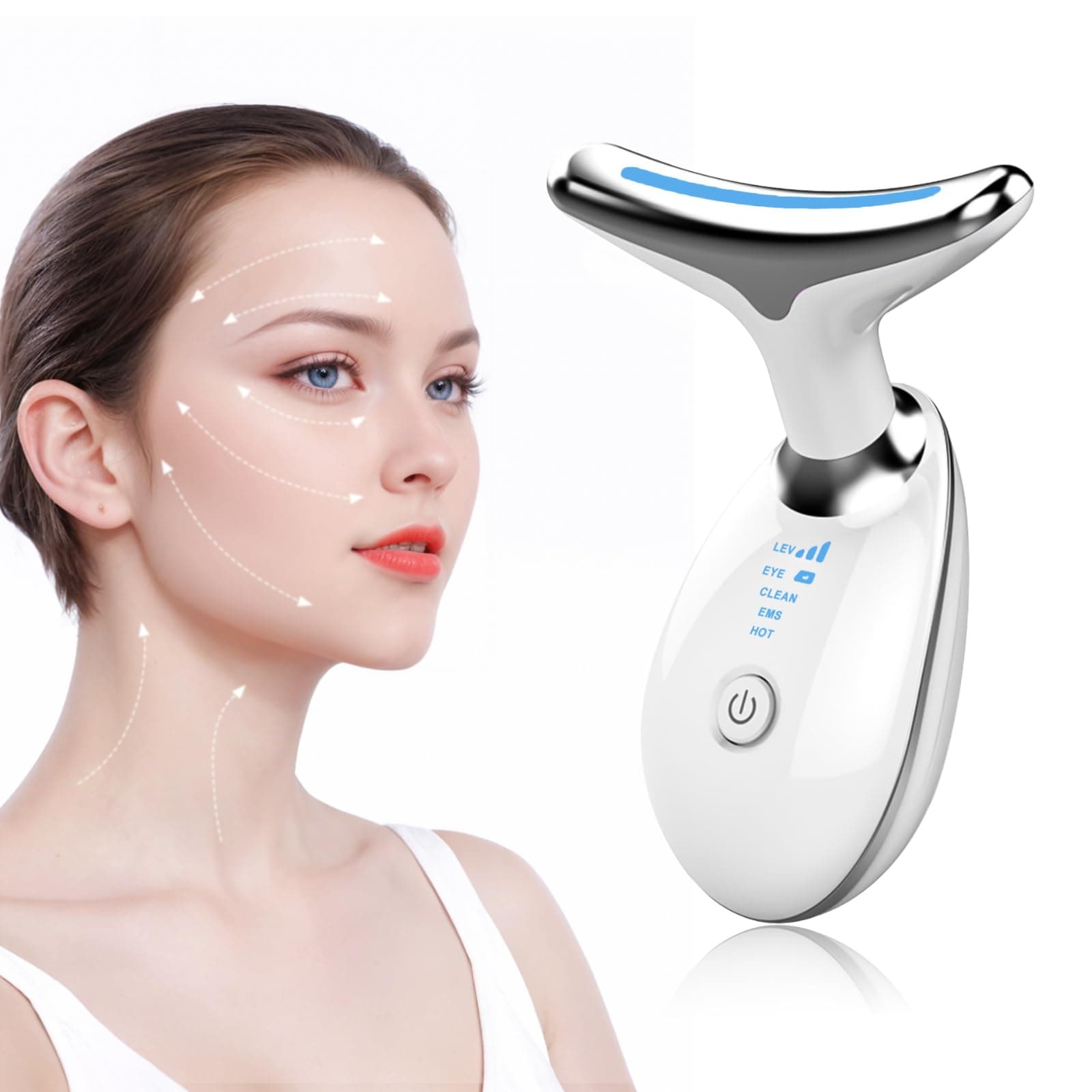 Masajeador Facial Cuello, Antiarrugas Masajeador de Belleza con 3 Modos, Máquina Belleza Facial