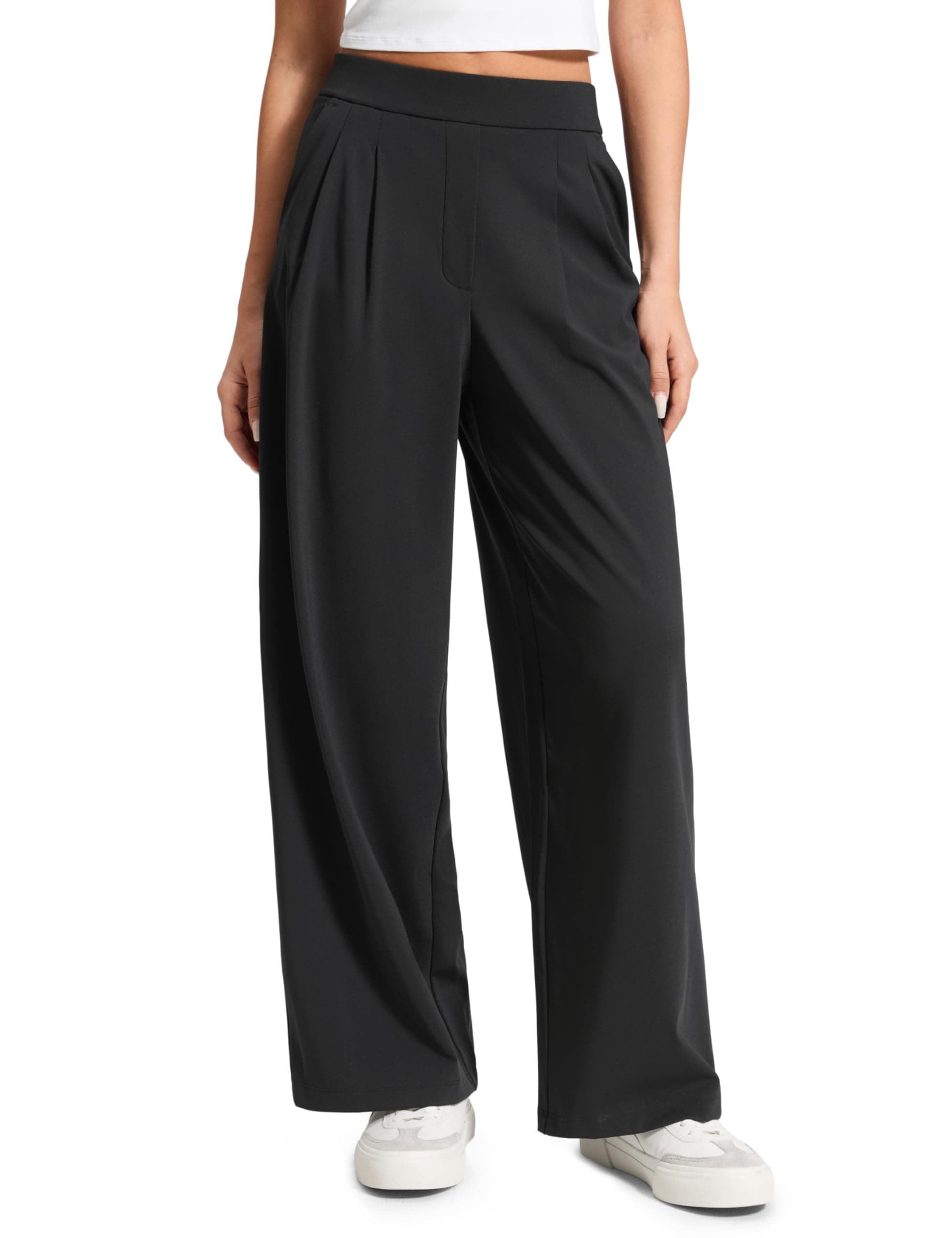 CRZ YOGA Pantalones Anchos para Trabajo 29" Negro Mediano