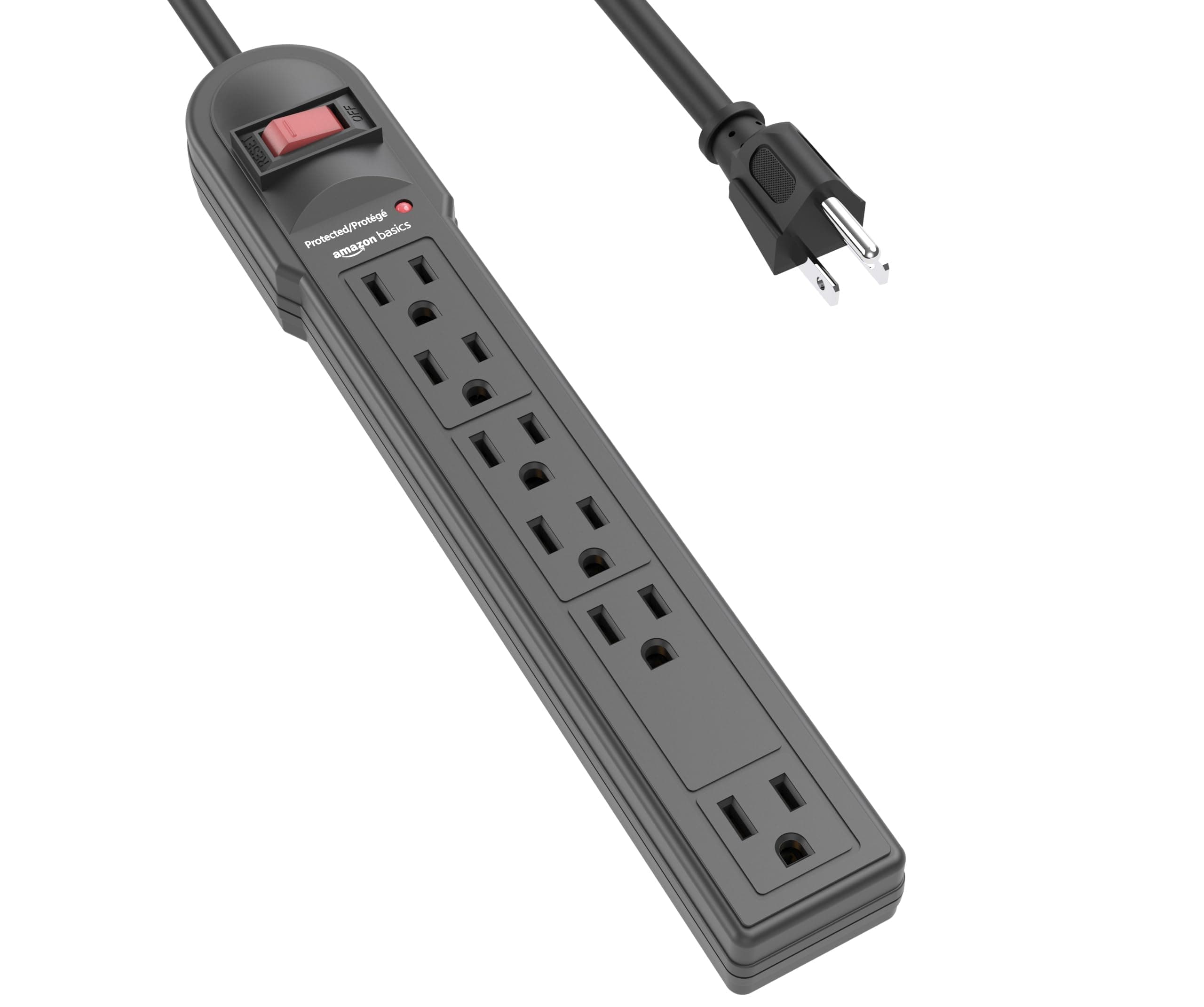 Amazon Basics - Protector de sobretensiones de 6 Tomas