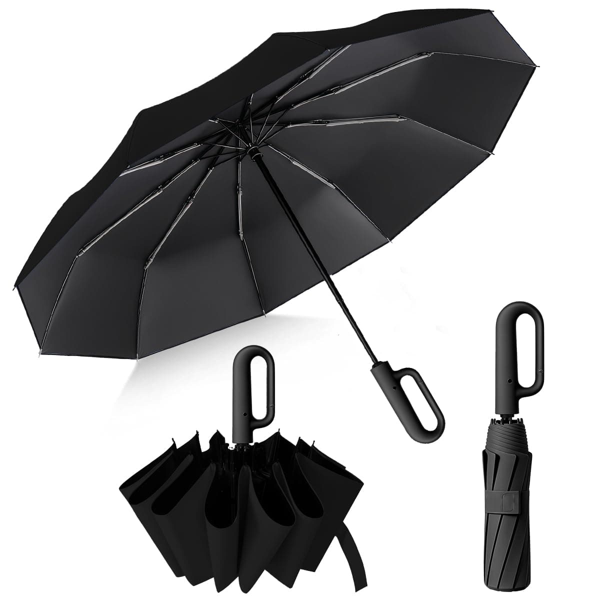 ICHIDO Paraguas Automático de Bolsillo para Lluvia y Sol