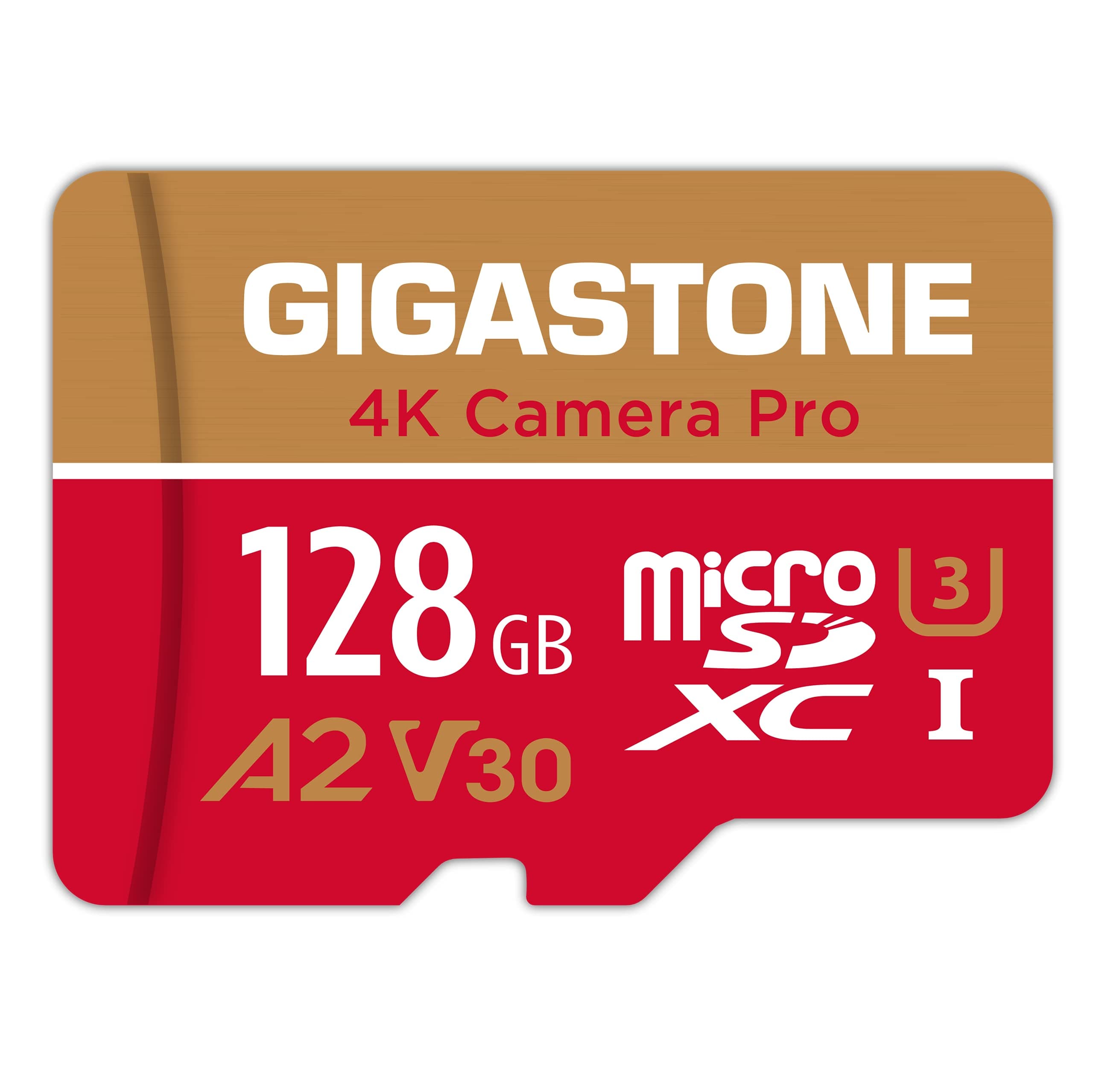 Gigastone - Tarjeta micro SD de 128 GB A1 V30 U3 C10 Clase 10 Tarjeta de memoria micro SDXC UHS-I