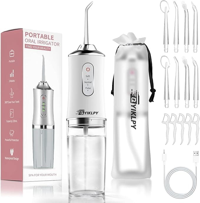 Irrigador Bucal De Dientes Portatil Con 8 Boquillas Y Caja D
