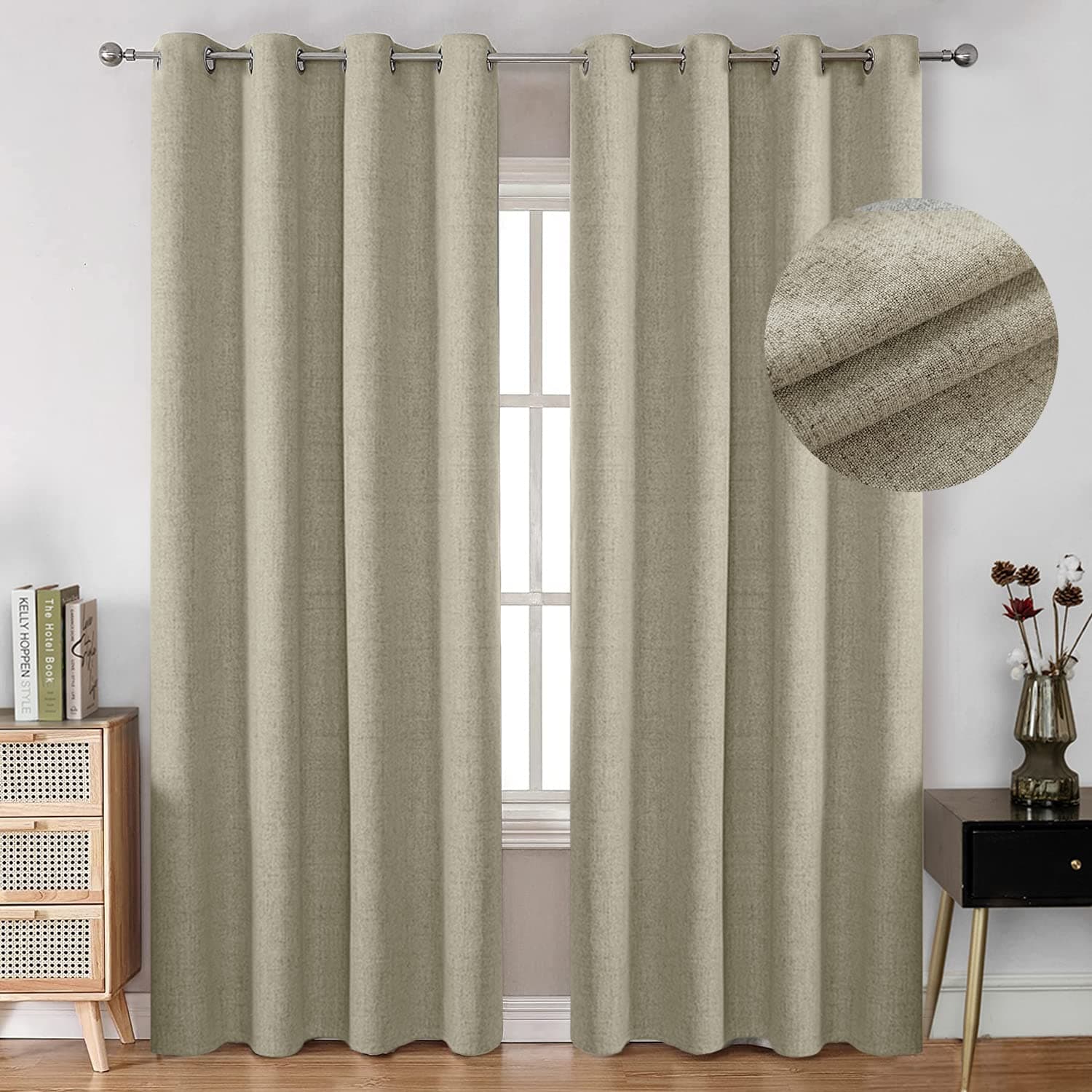 NANWEI Lino Cortinas Blackout