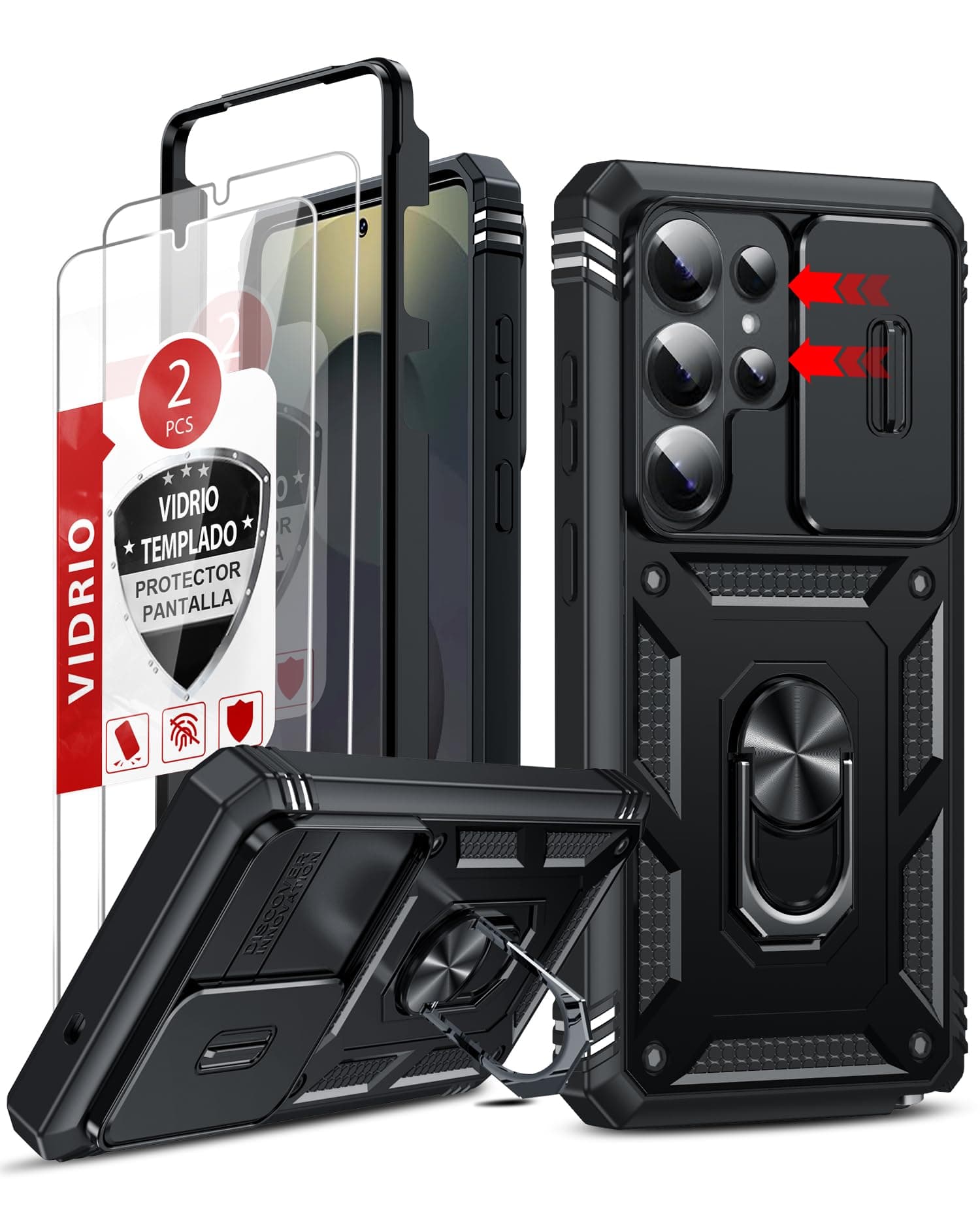 LeYi Funda para Samung Galaxy S26 Ultra con 2X Cristal Templado Negro
