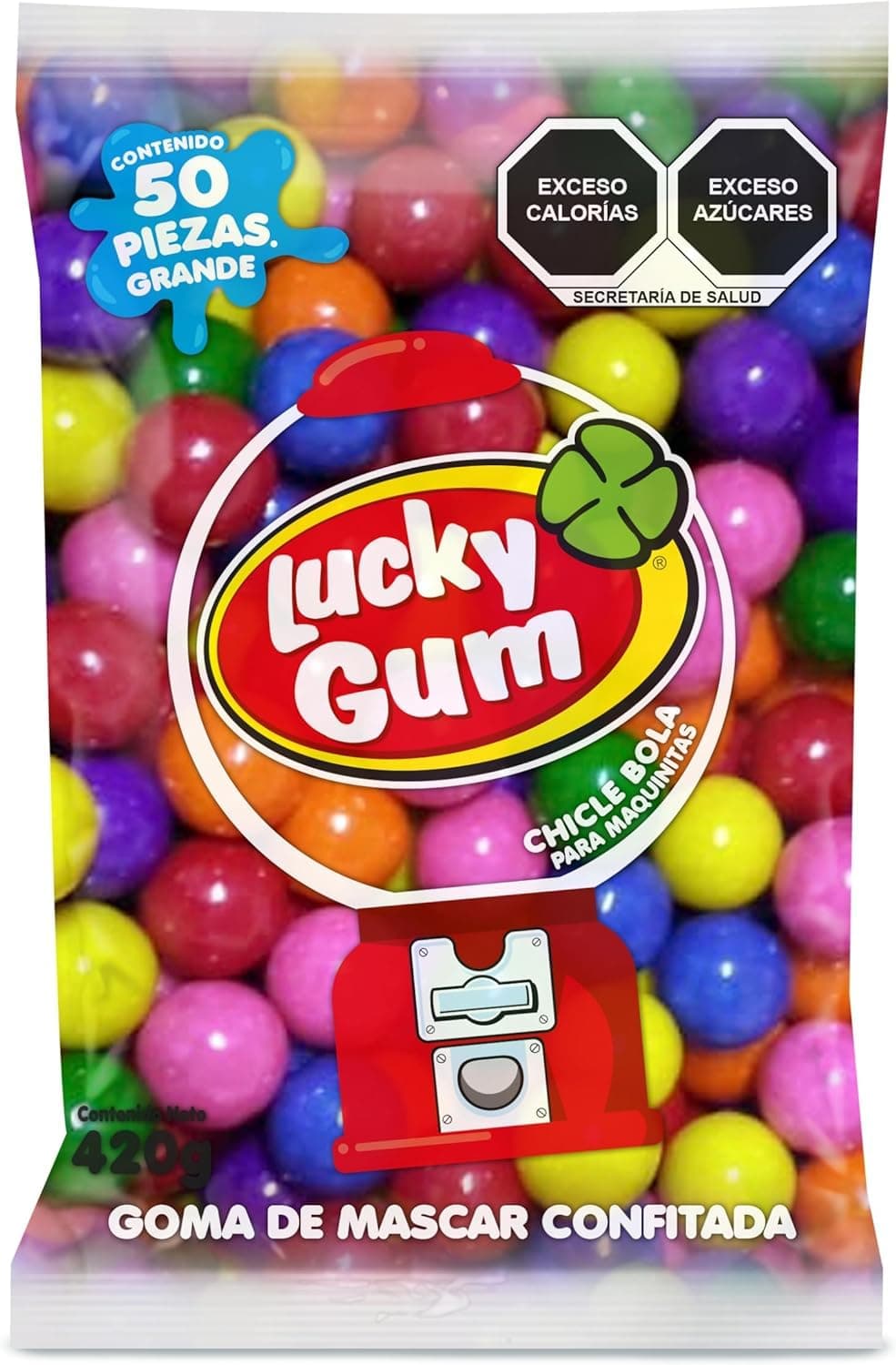CUANDA LUCKY GUM GRANDE | Goma de Mascar Confitada | Chicle Bola | Para Maquinitas | Bolsa con 50
