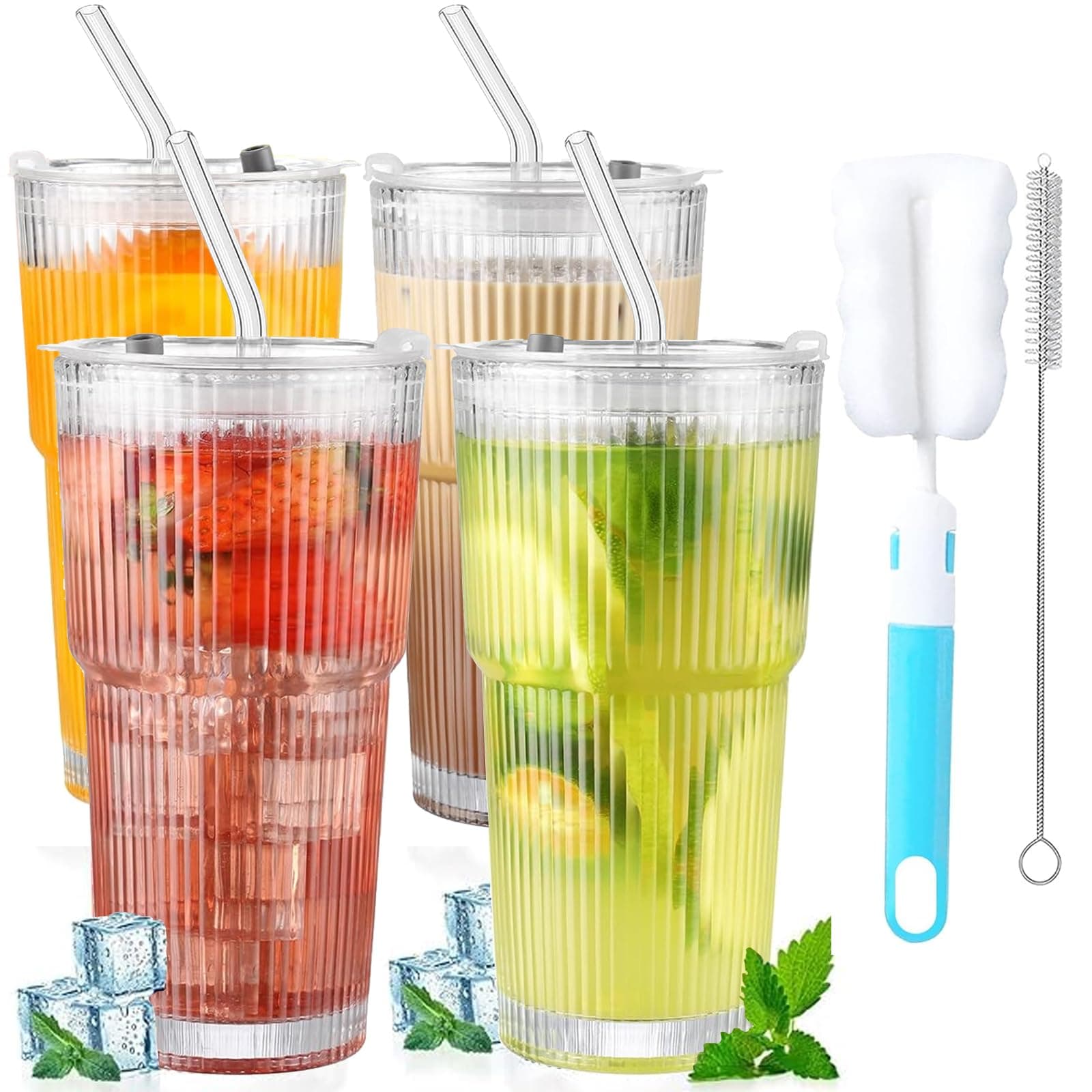 Hisemy Vaso de Vidrio con Tapa