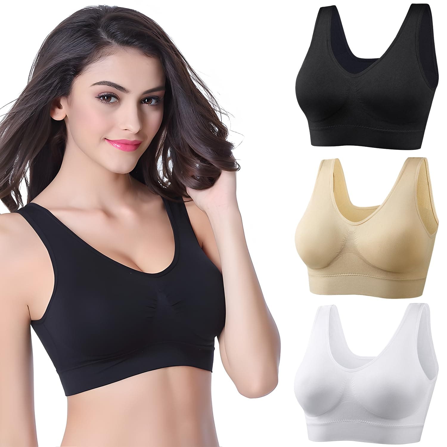 Brasier Deportivo Mujer, 3 piezas Yoga Sujetador Recortada Tank Tops