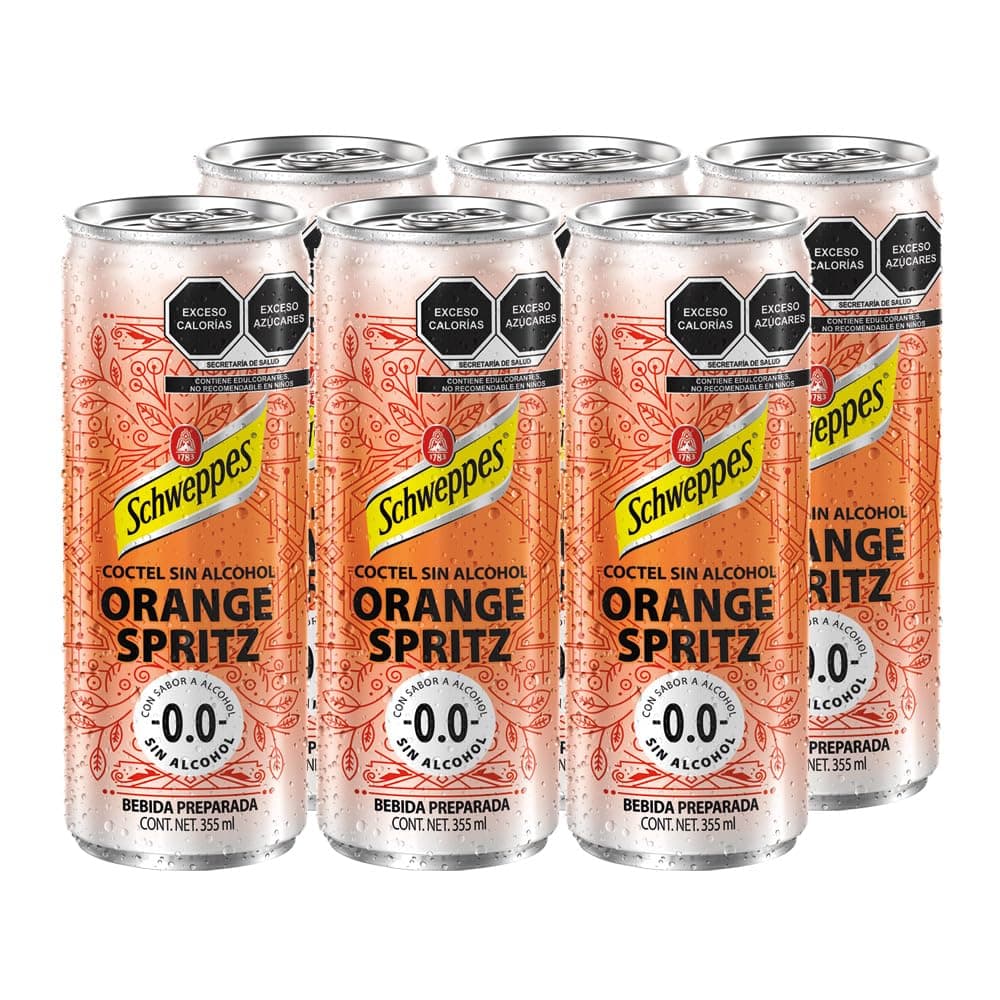 Schweppes Mocktails, Orange Spritz 355ml, Lata (6 pack)