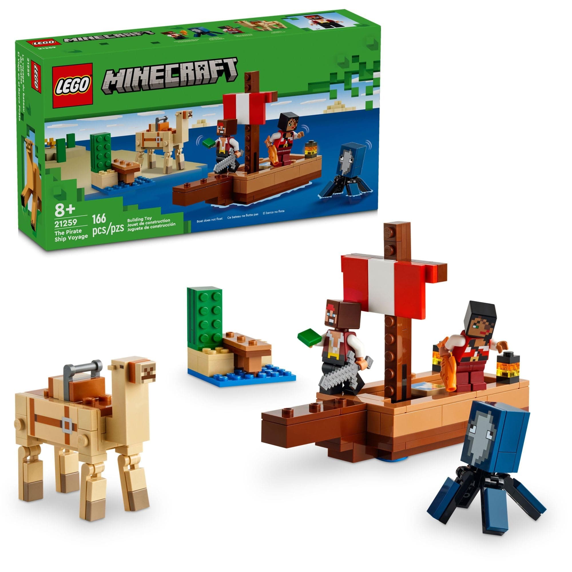 LEGO® Minecraft® El Viaje en el Barco Pirata; Figuras para armar y Juegos de construcción; Aventura