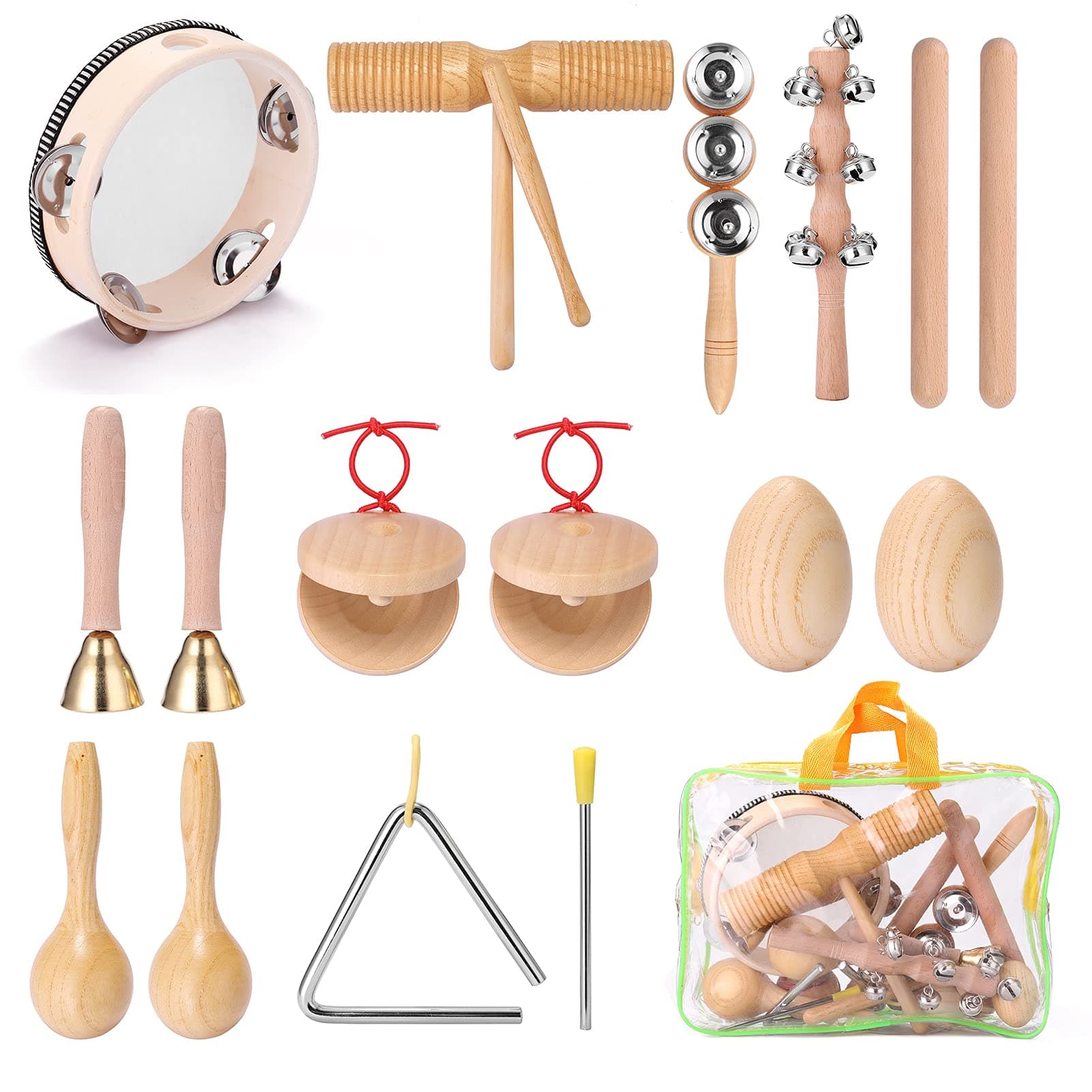 Fenytay 11 Uds. Kit de Instrumentos de percusión de Mano para niños, Juego de Instrumentos
