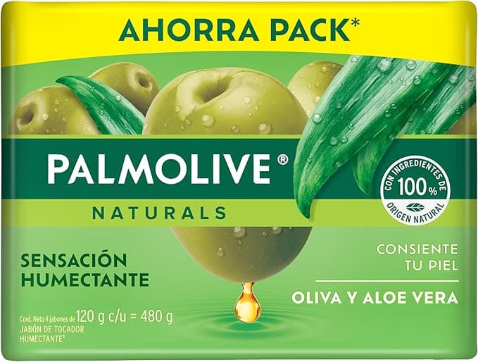 Palmolive Naturals Jabón de baño Aloe y Oliva en Barra 4 pzas 120 g