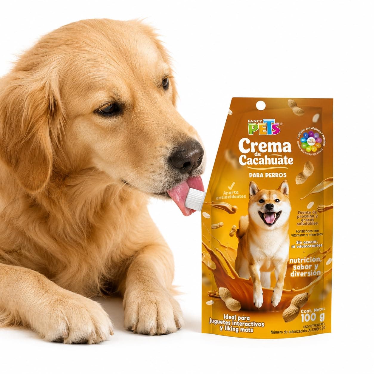 Fancy Pets Crema de Cacahuate para Perros 100 g – Snack Nutritivo Rico en Proteínas y Grasas