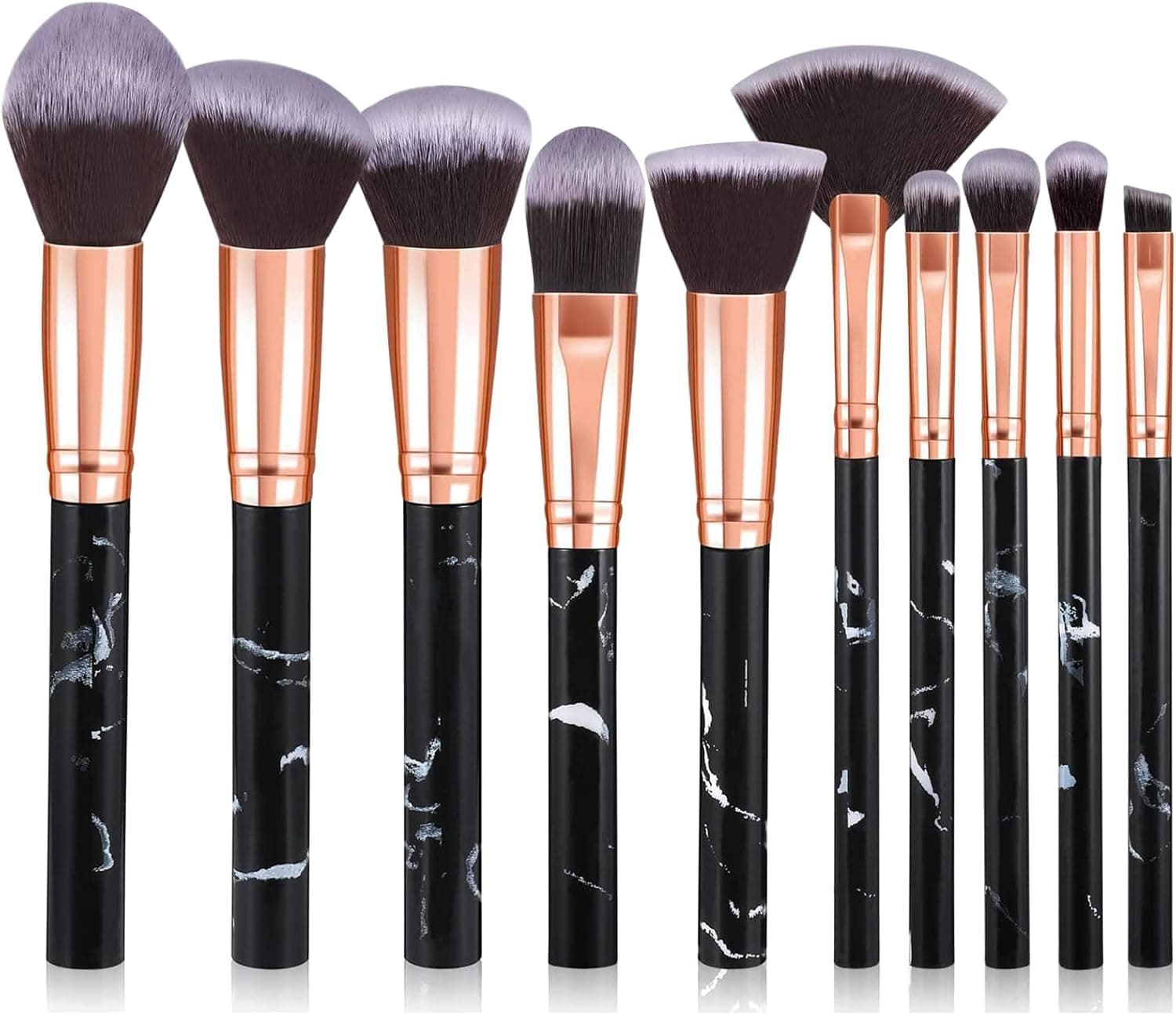Brochas de maquillaje, START MAKERS Juego de 10 brochas de maquillaje de mármol para base en polvo