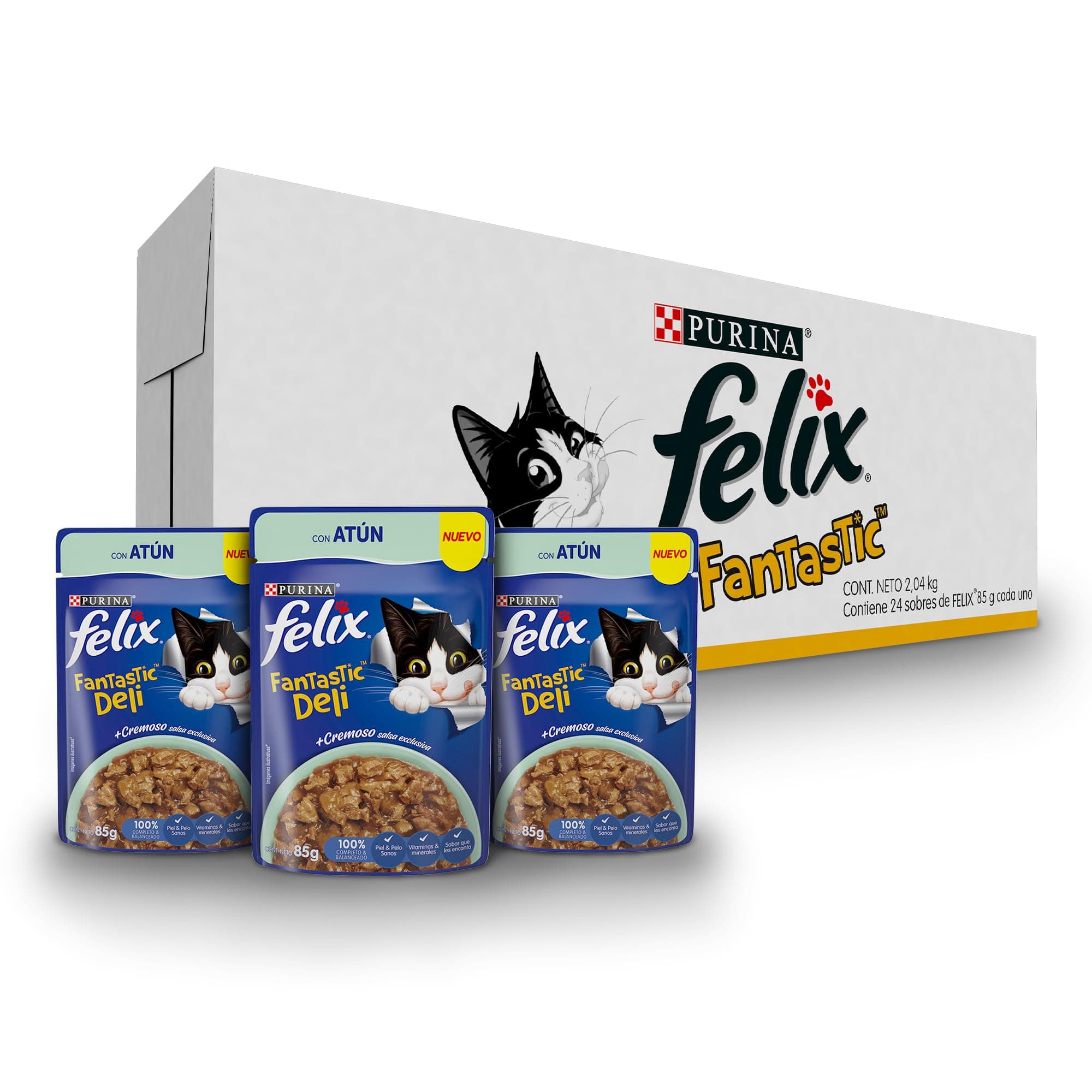 Purina Felix Fantastic Deli Adulto Todos los Tamaños Sabor Atún 24pack de 85g