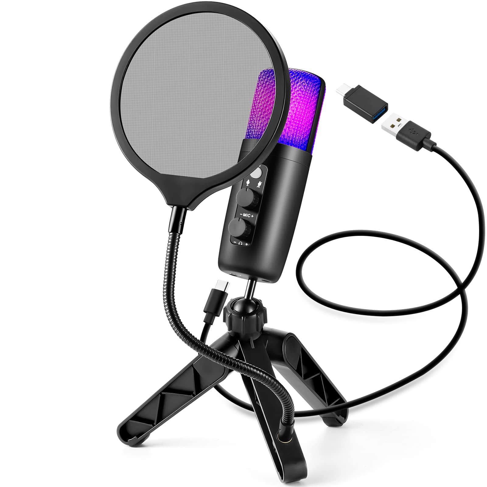 Micrófono Condensador USB+Tipo C