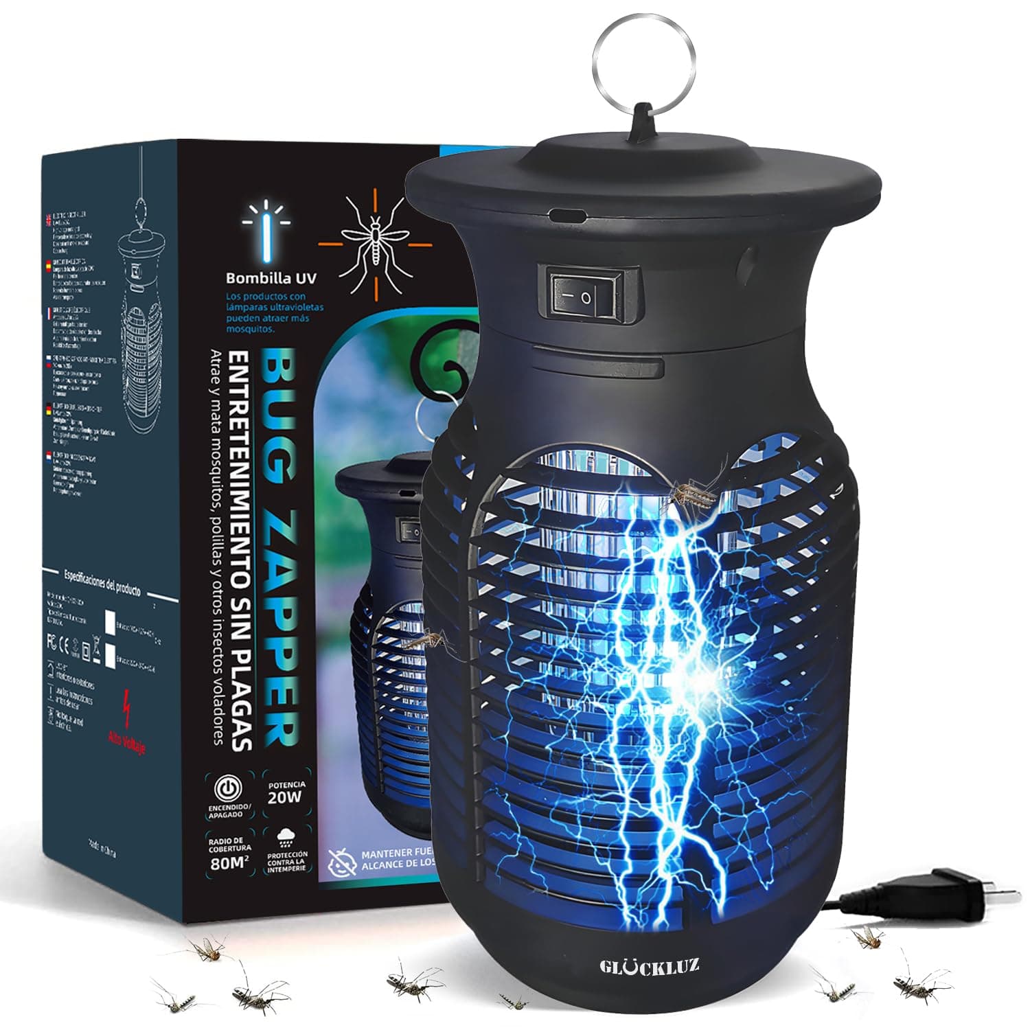 Glückluz 20W Lámpara Mata Mosquitos Electrico Mata Moscas Bug Zapper