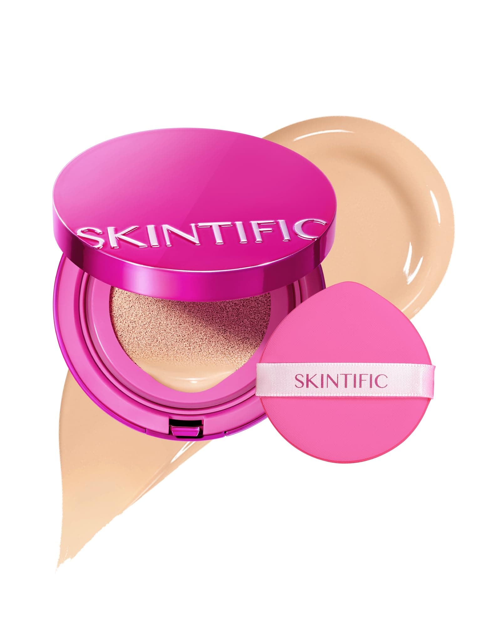 SKINTIFIC Base de Maquillaje Cushion de Alta Cobertura y Acabado Glow